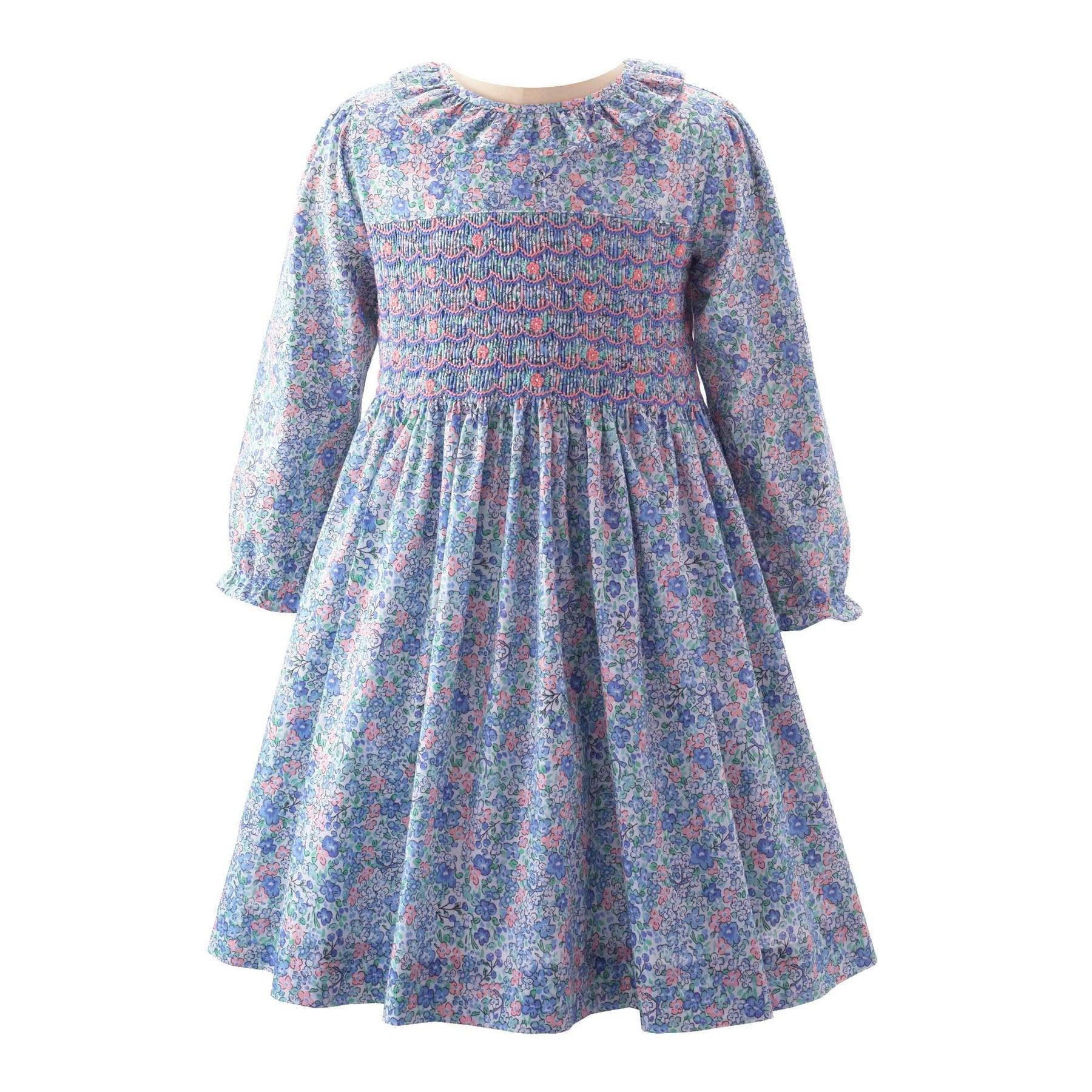 Rachel Riley blue spring smocked dress online