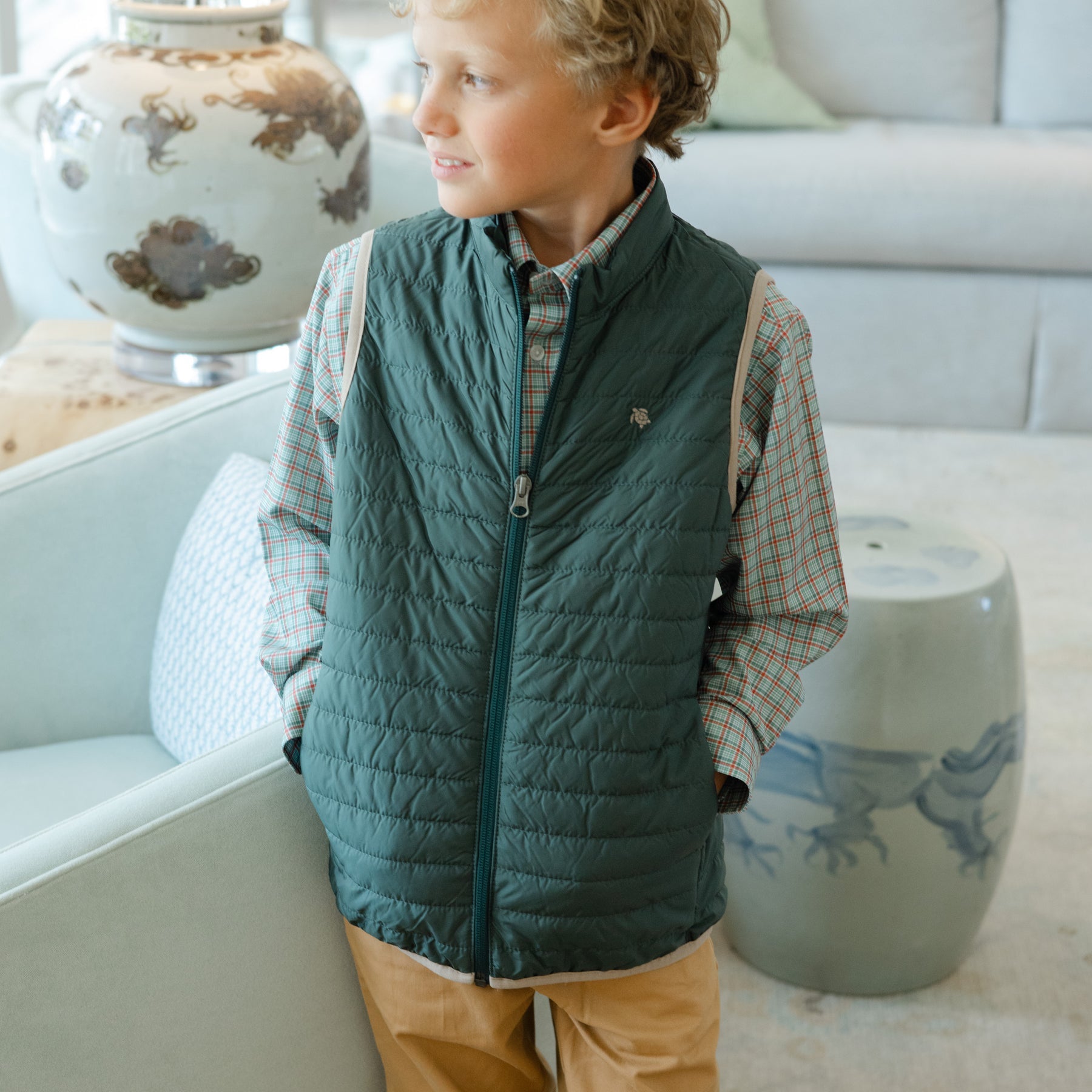 Bailey Boys Quilted Vest, Forest