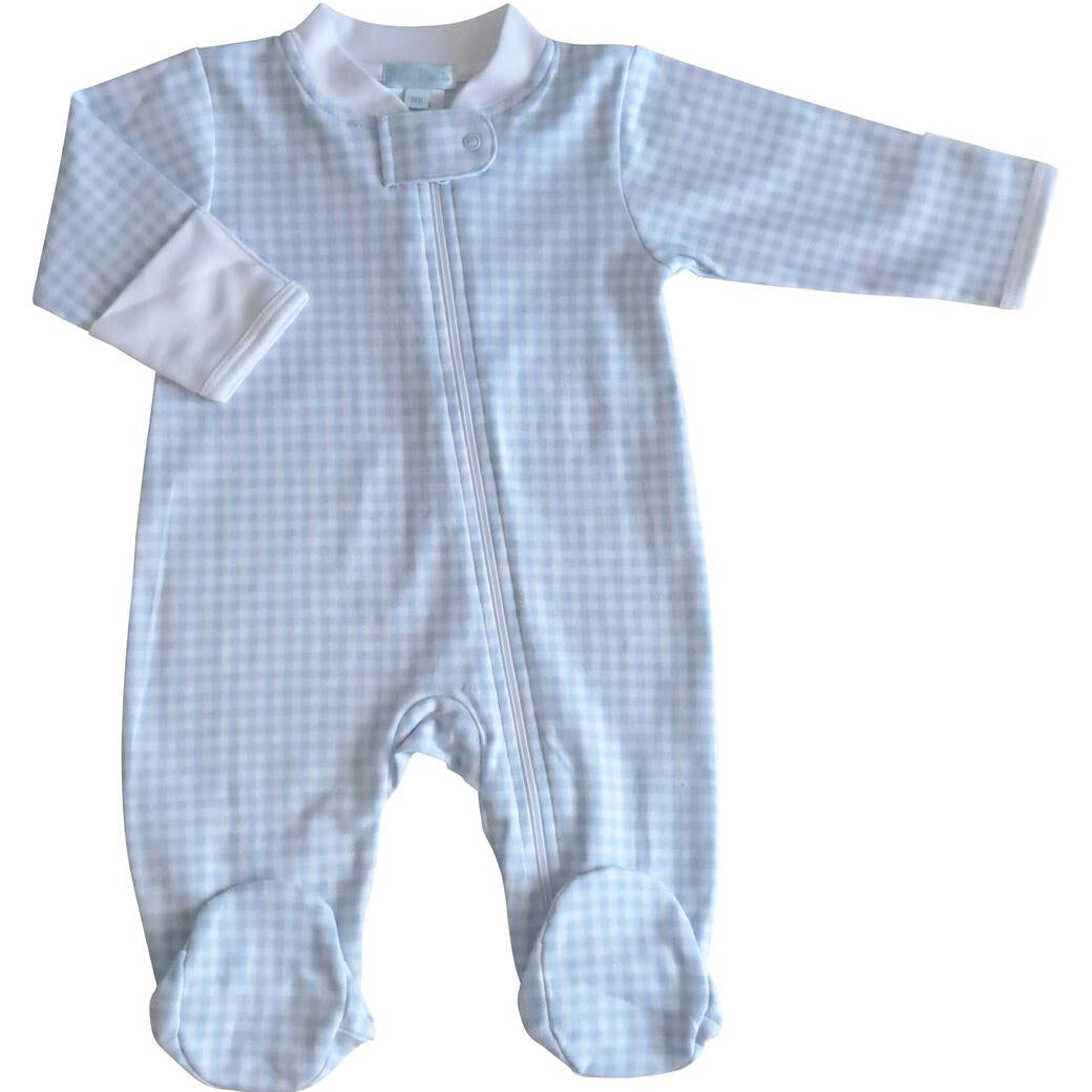 Baby Threads Blue Checks Footie