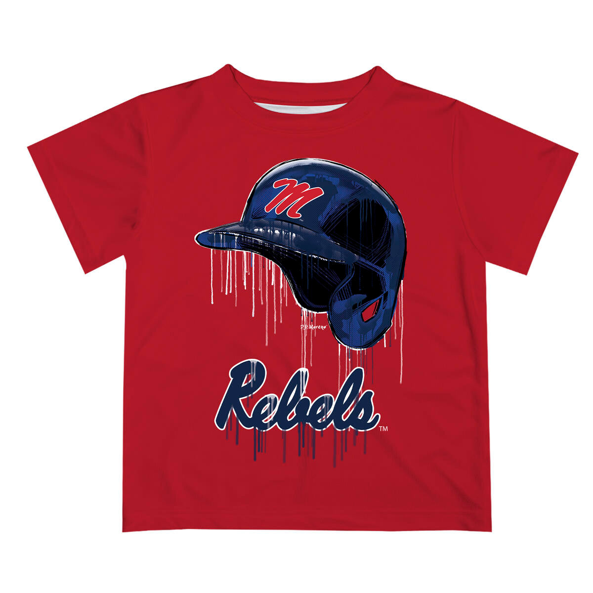 Vive La Fete Ole Miss Dripping Baseball Helmet Tee, Red