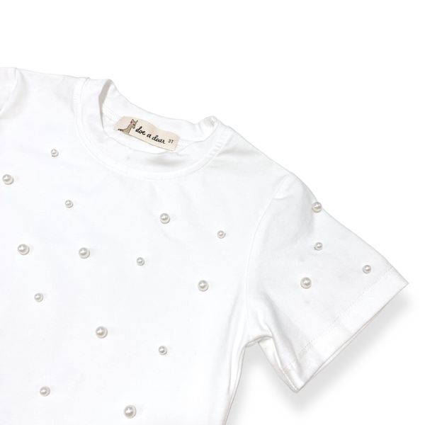 Doe A Dear White Pearl Stud Tee