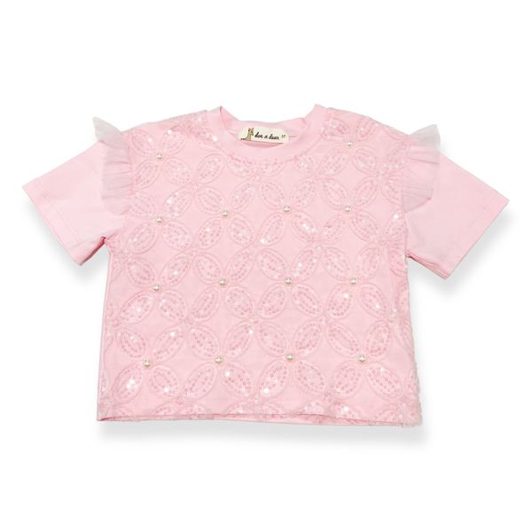 Doe A Dear Sequin Floral Mesh Tee