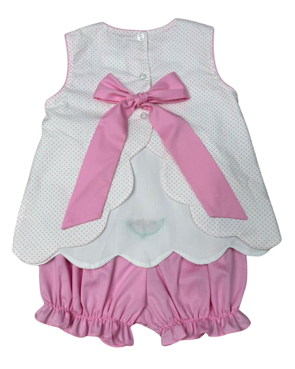 Whimsy Bay Watermelon Scallop Bow Back Bloomer Set