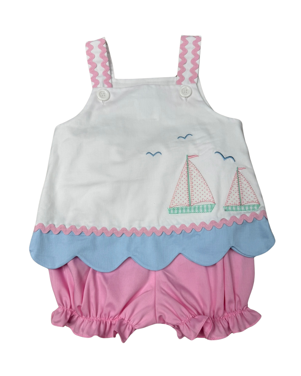 Whimsy Bay St. John Sailboats Applique Bloomer Set