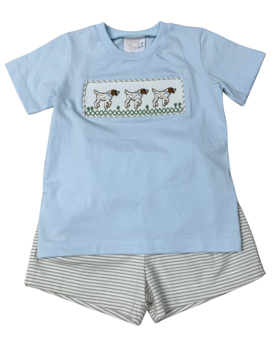 Whimsy Bay Pointer Smocked Short Set