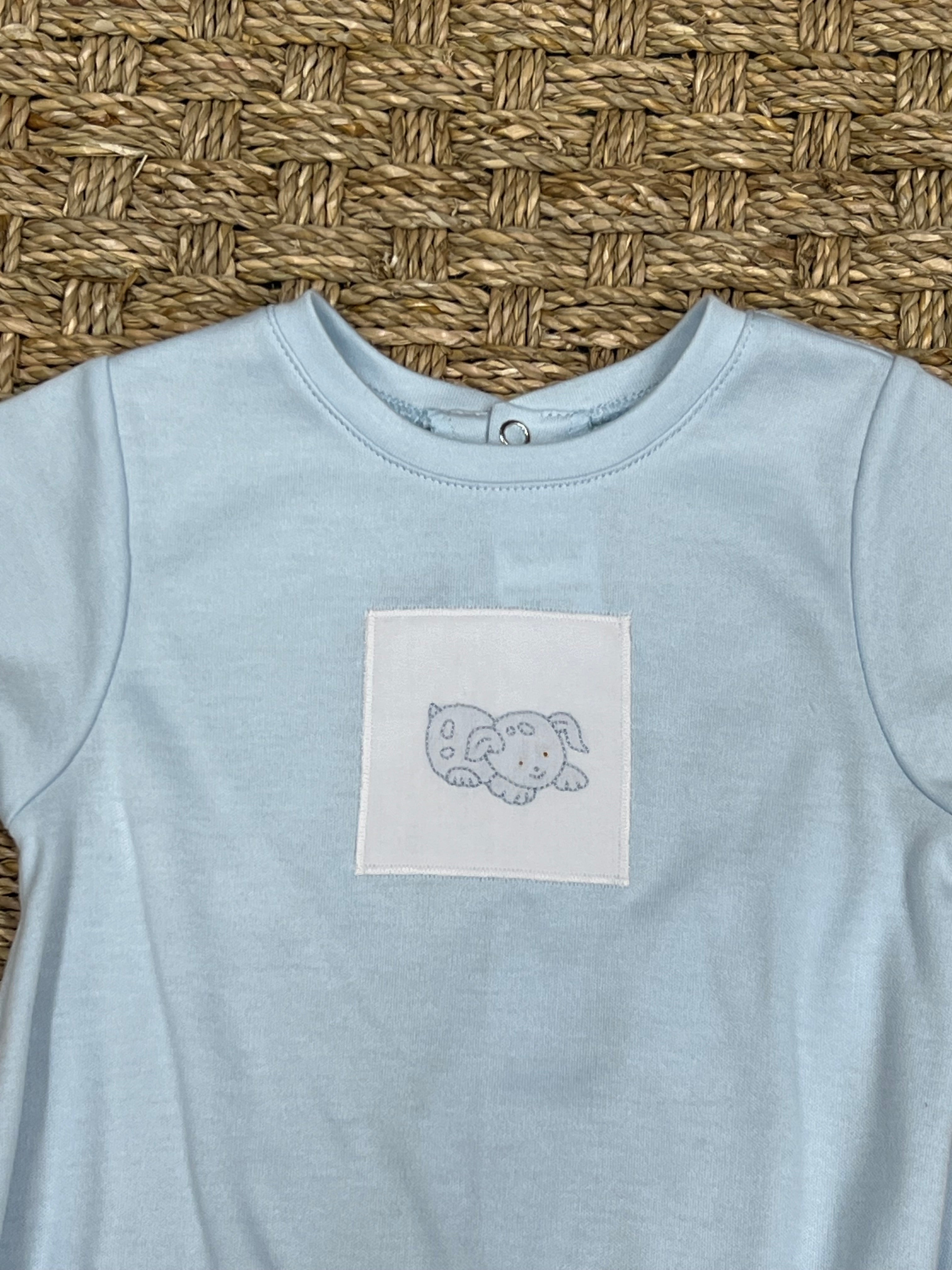 Auraluz Blue Knit Bubble with Dog Embroidery