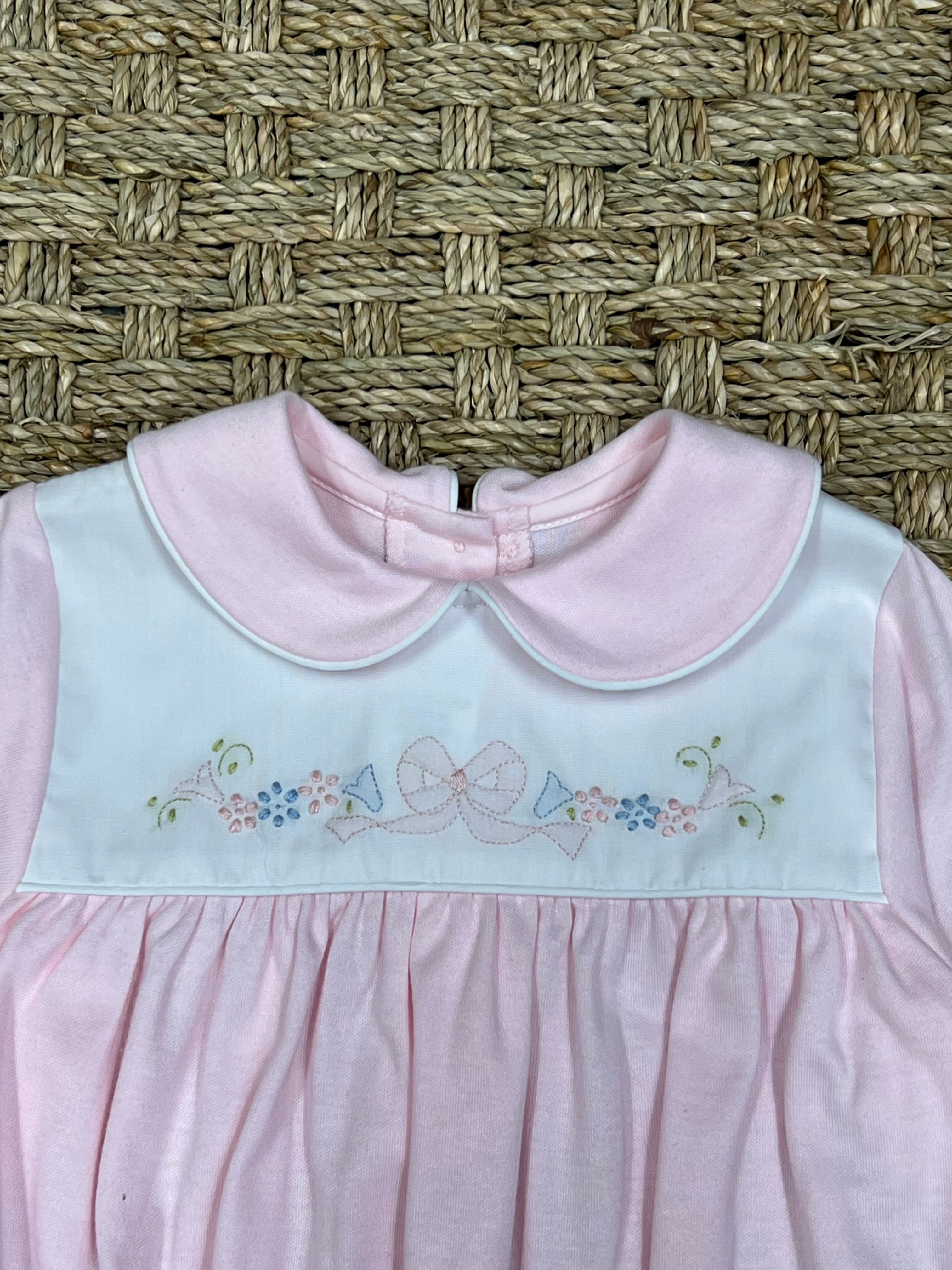 Auraluz Long Sleeve Pink Bubble with Bow Embroidery