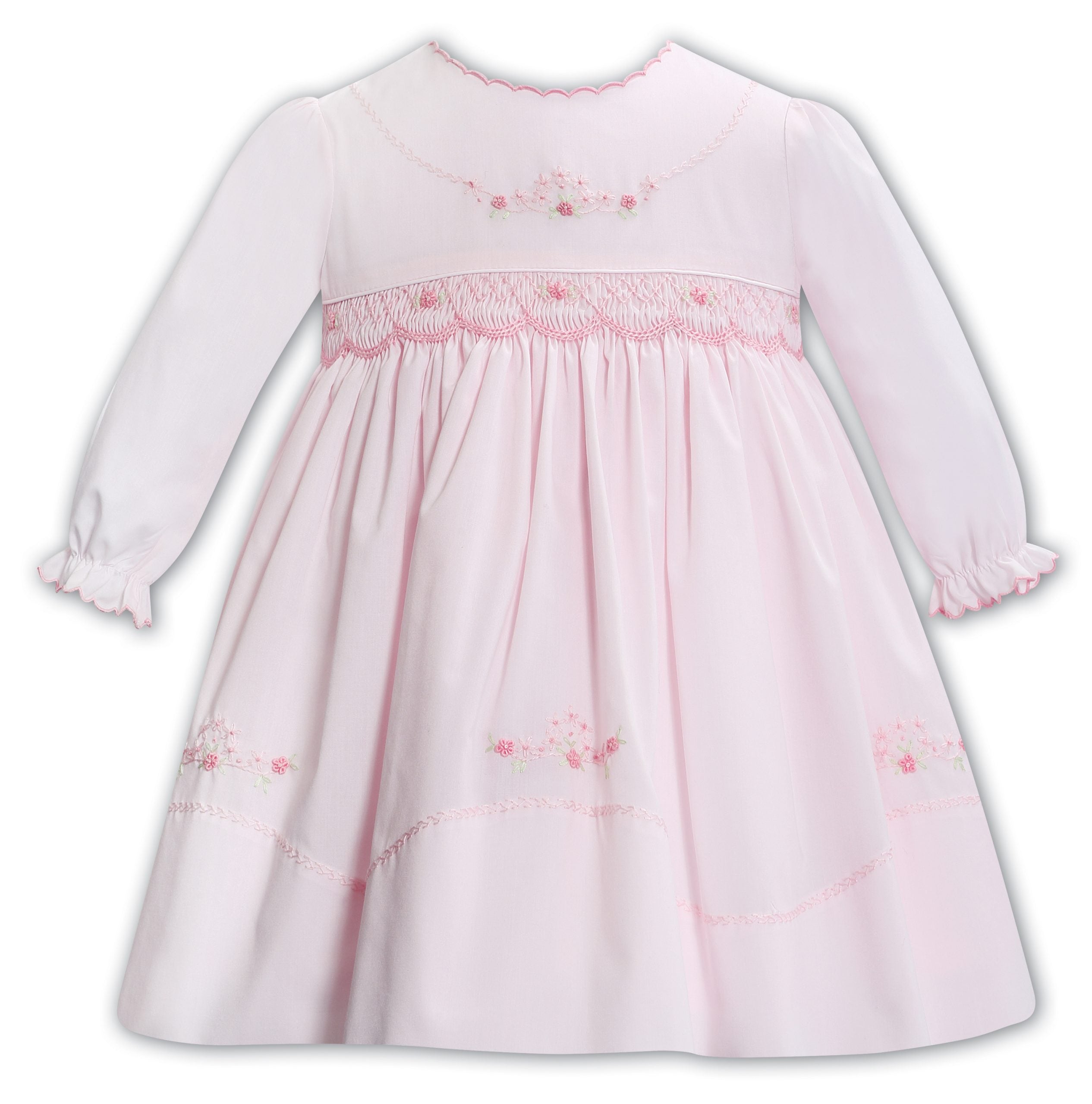Sarah Louise Pink Dress with Hand Embroidered Pink Flower