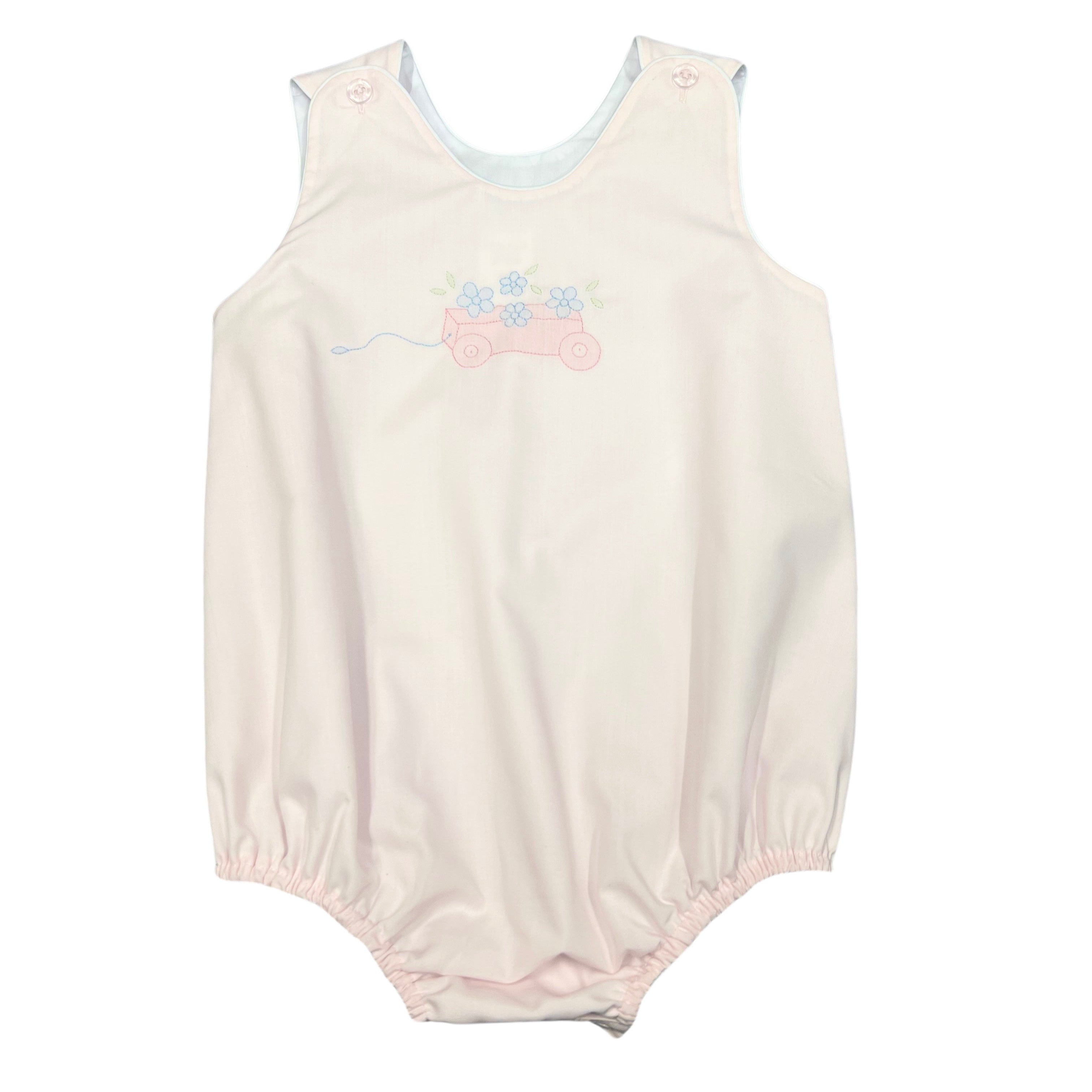 Auraluz Sleeveless Bubble, Pink with Wagon and Flowers