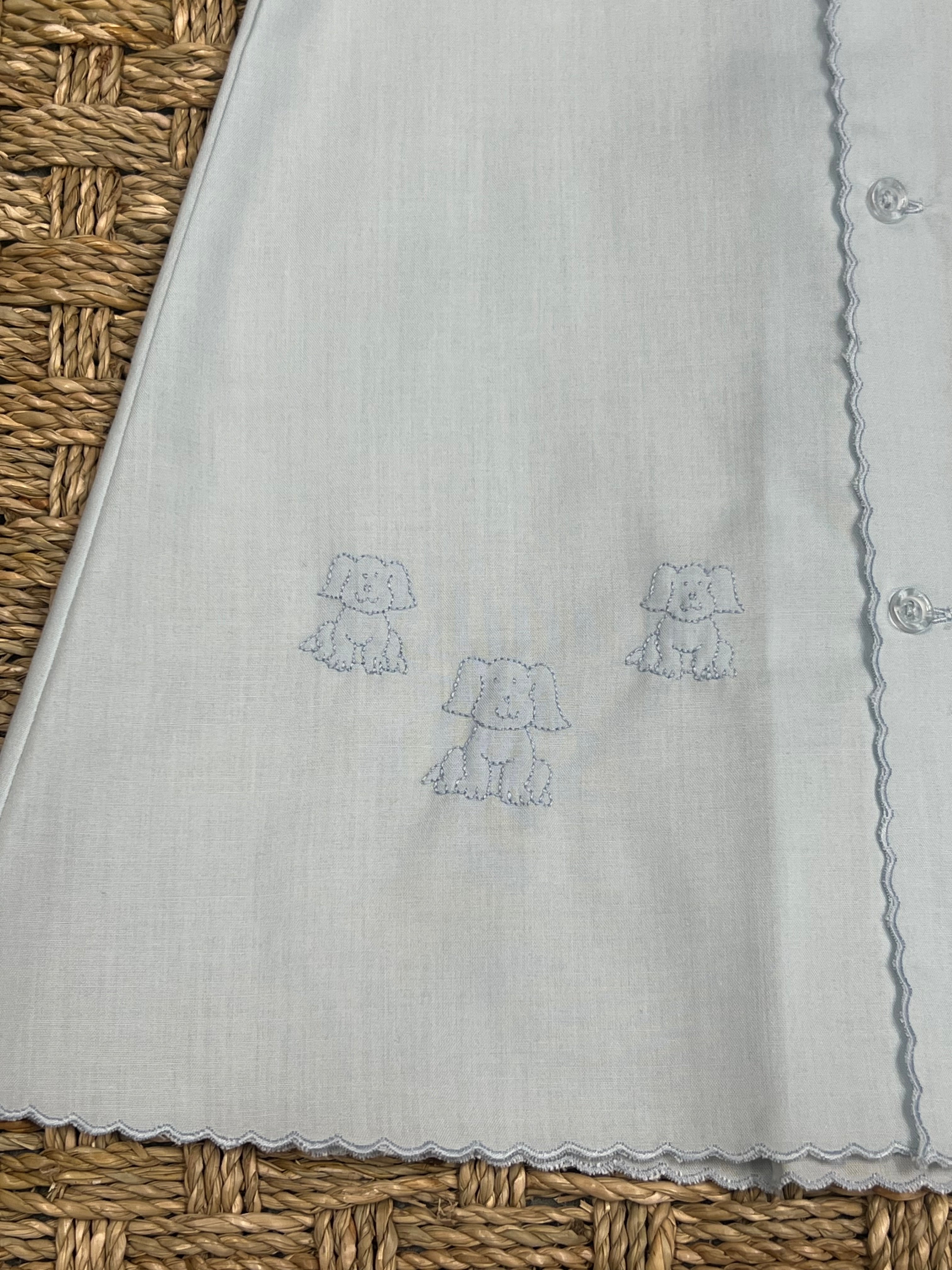 Auraluz Blue Daygown with Puppy Embroidery