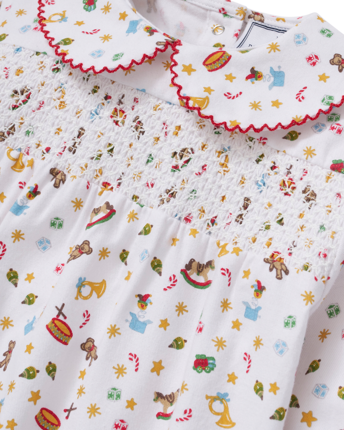 Petite Plume Twill Sabine Romper, Santa's Workshop