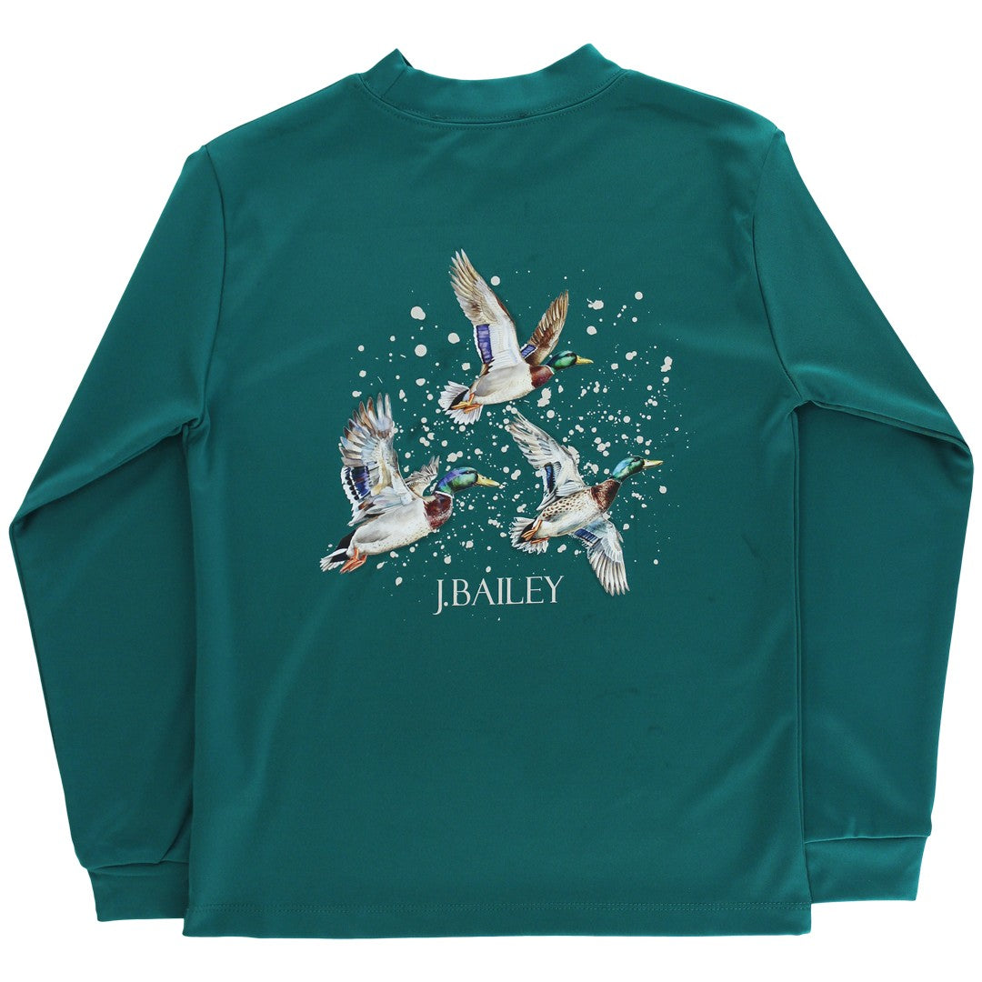 Bailey Boys Performance Logo Tee, Ducks on Teal