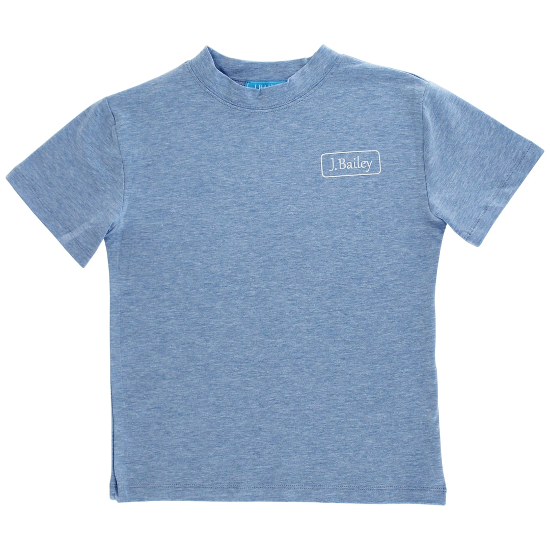 Bailey Boys Short Sleeve Logo Tee , Retriever on Heathered Blue