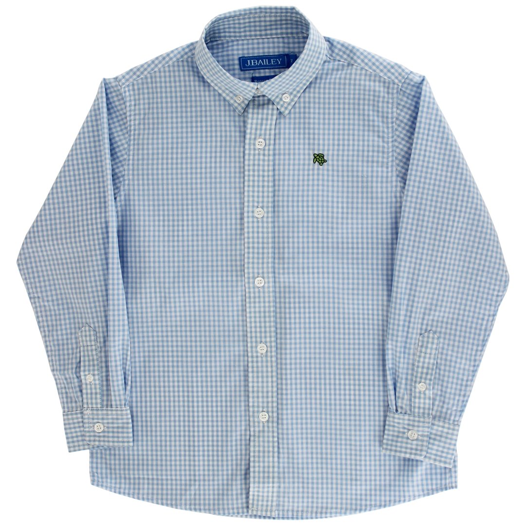 Bailey Boys Button Down Shirt, Light Blue Check