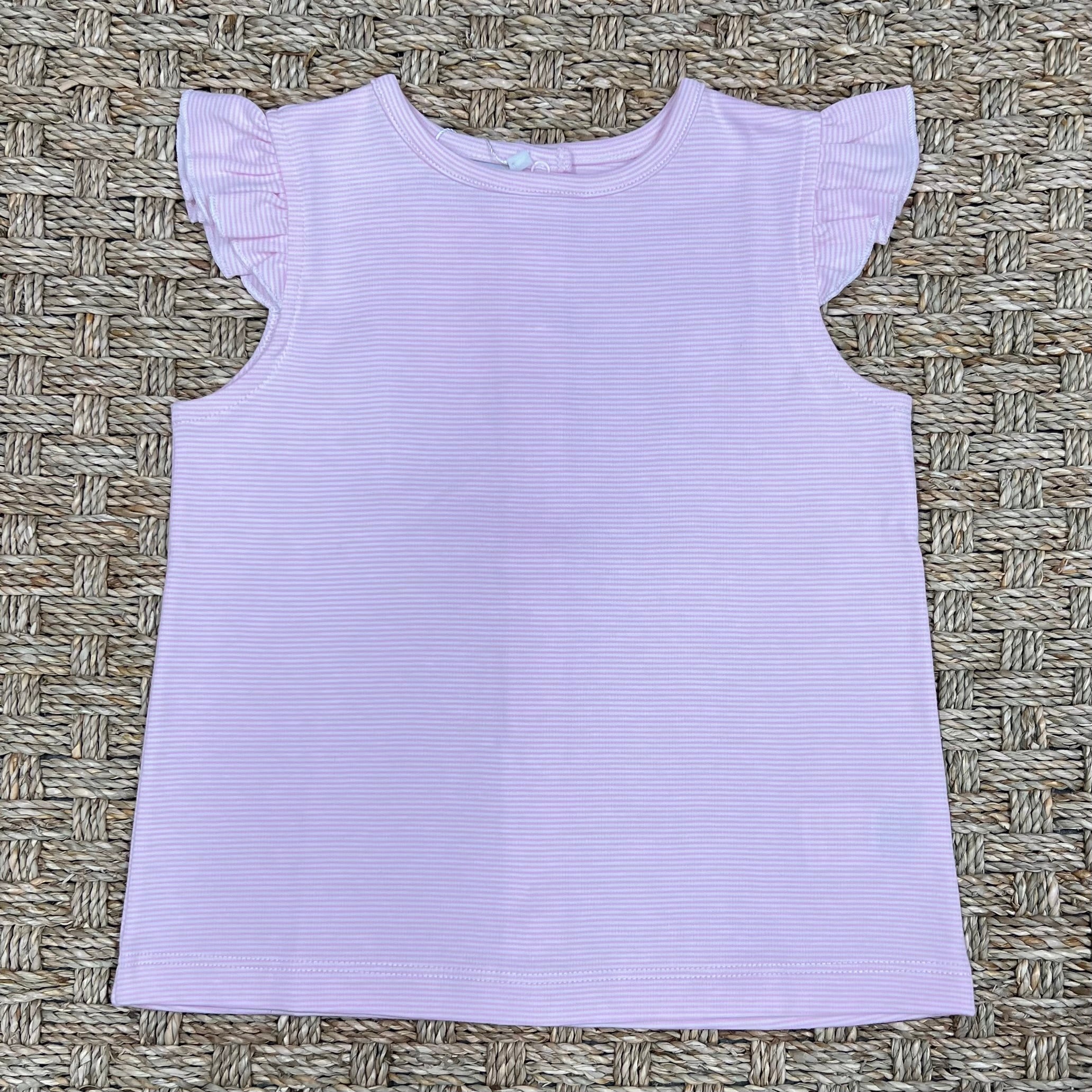 Squiggles Pink Mini Stripe Butterfly Sleeve Top