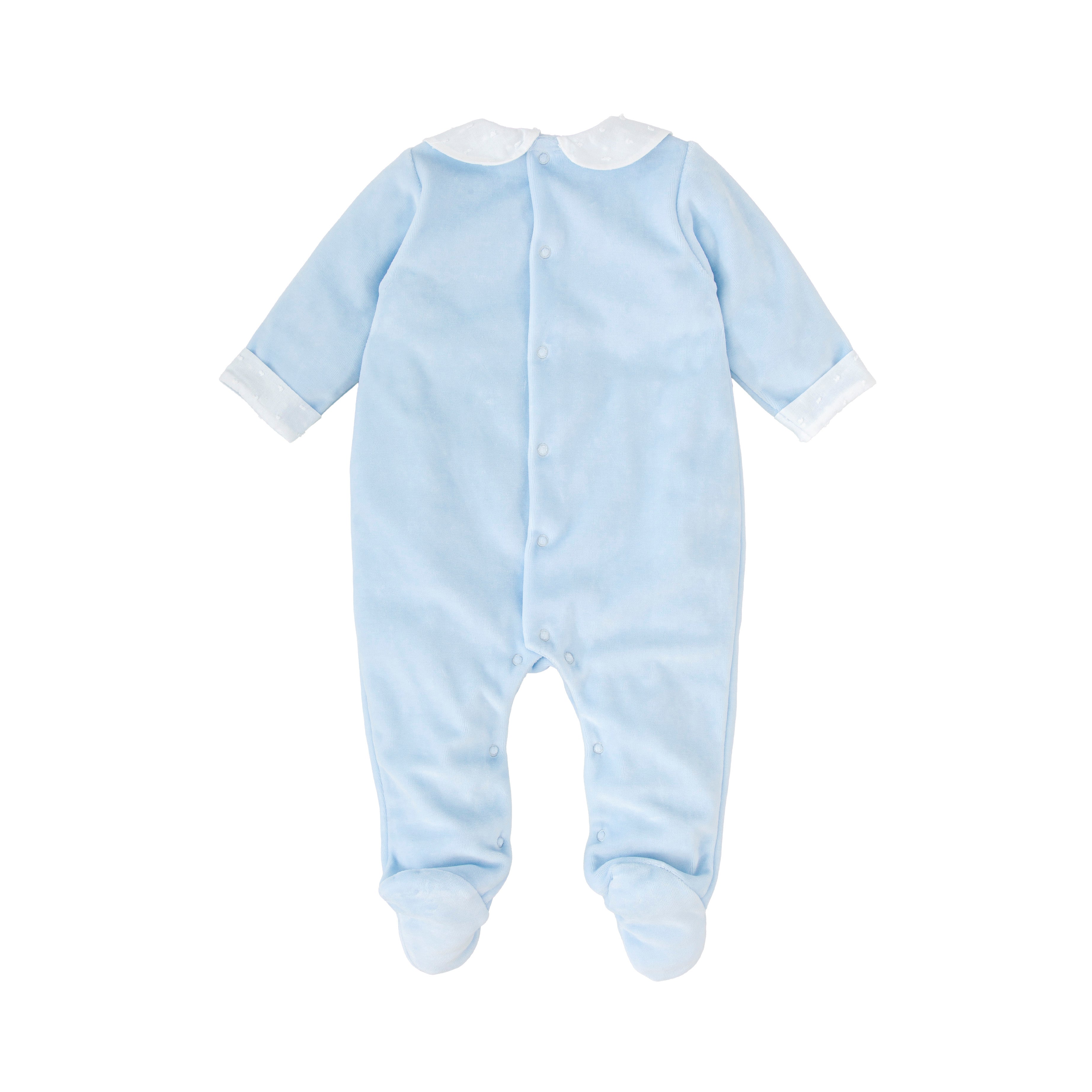 Babidu Blue Swiss Dot Romper with Collar