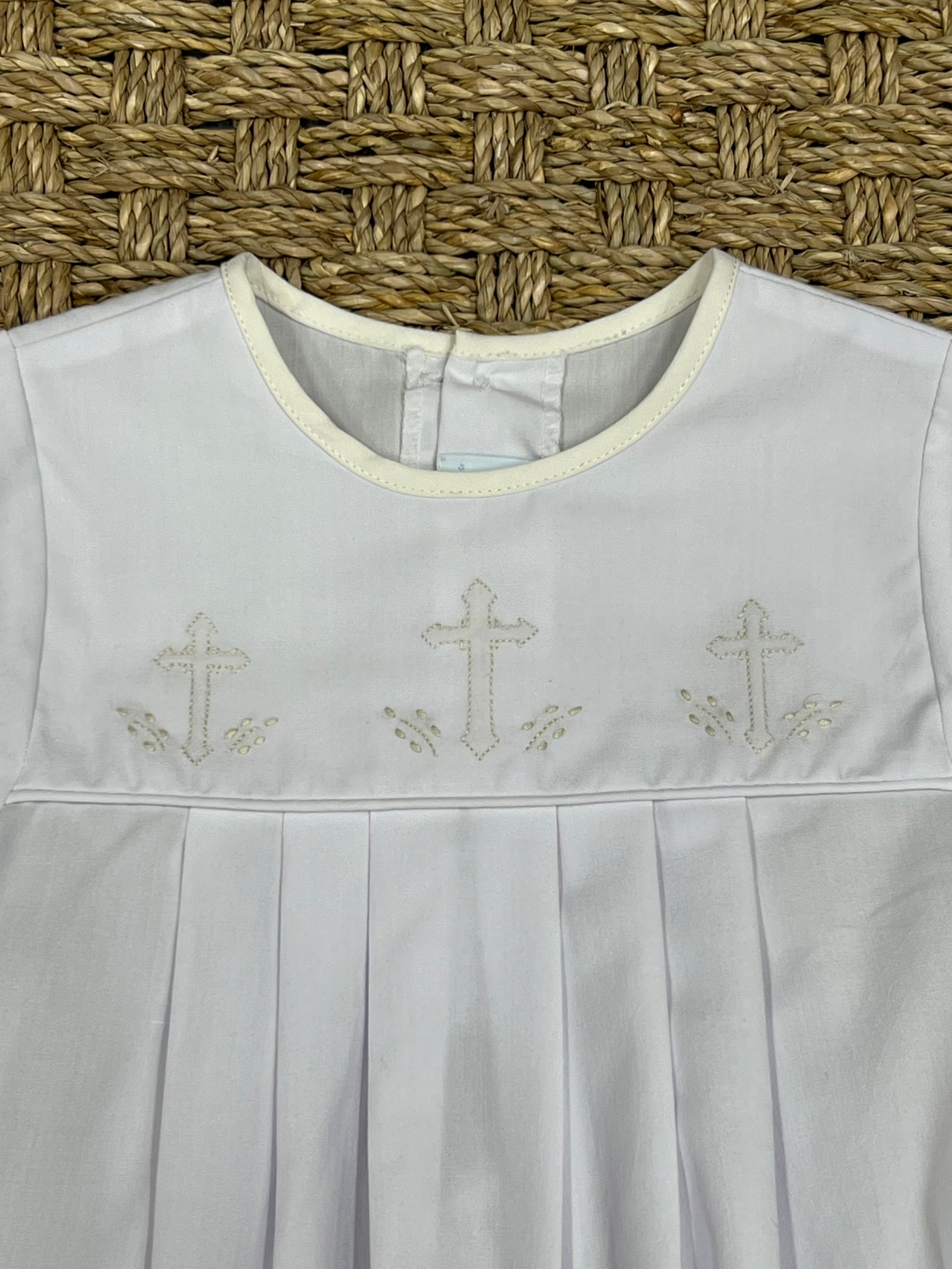 Auraluz White Bubble with Ecru Cross Embroidery