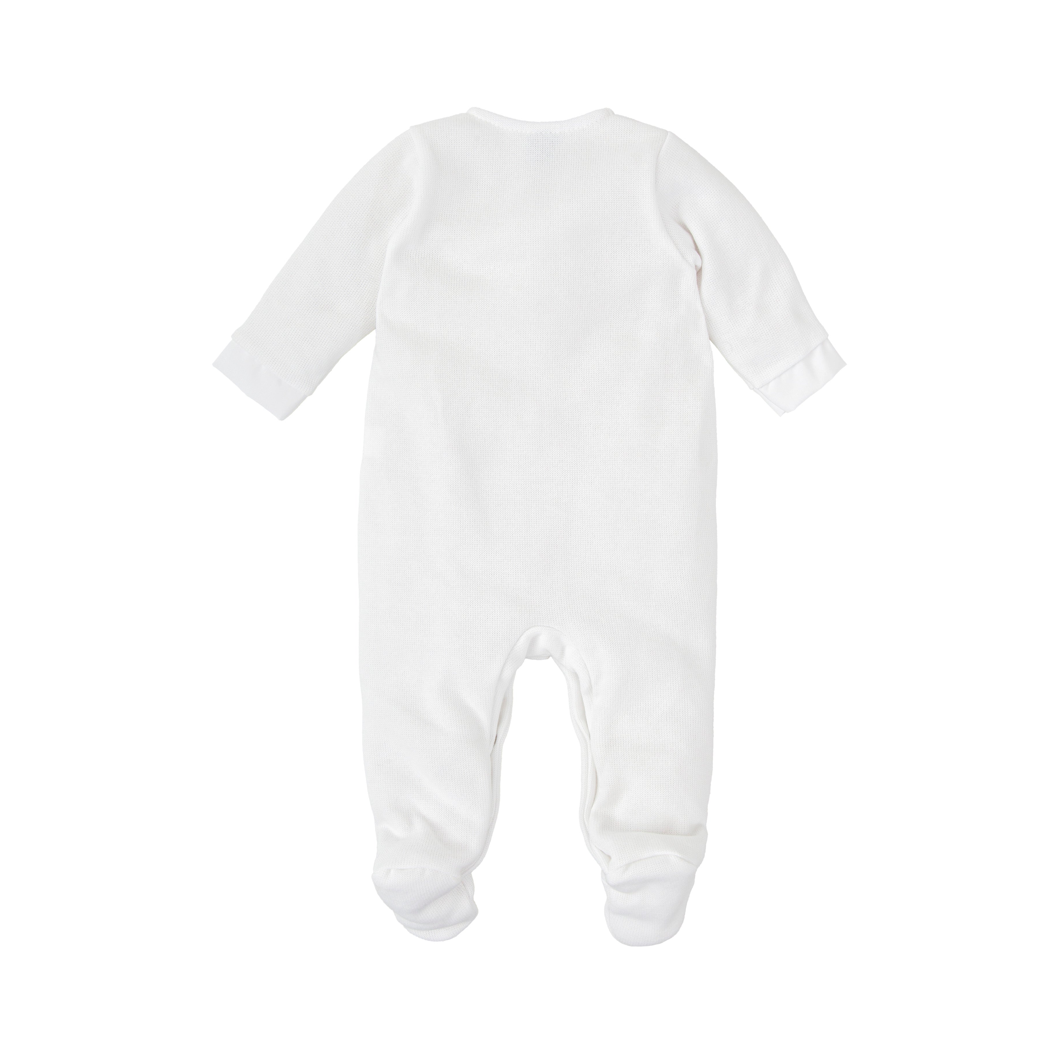 Babidu White Cotton Babygrow with Blue Smocking