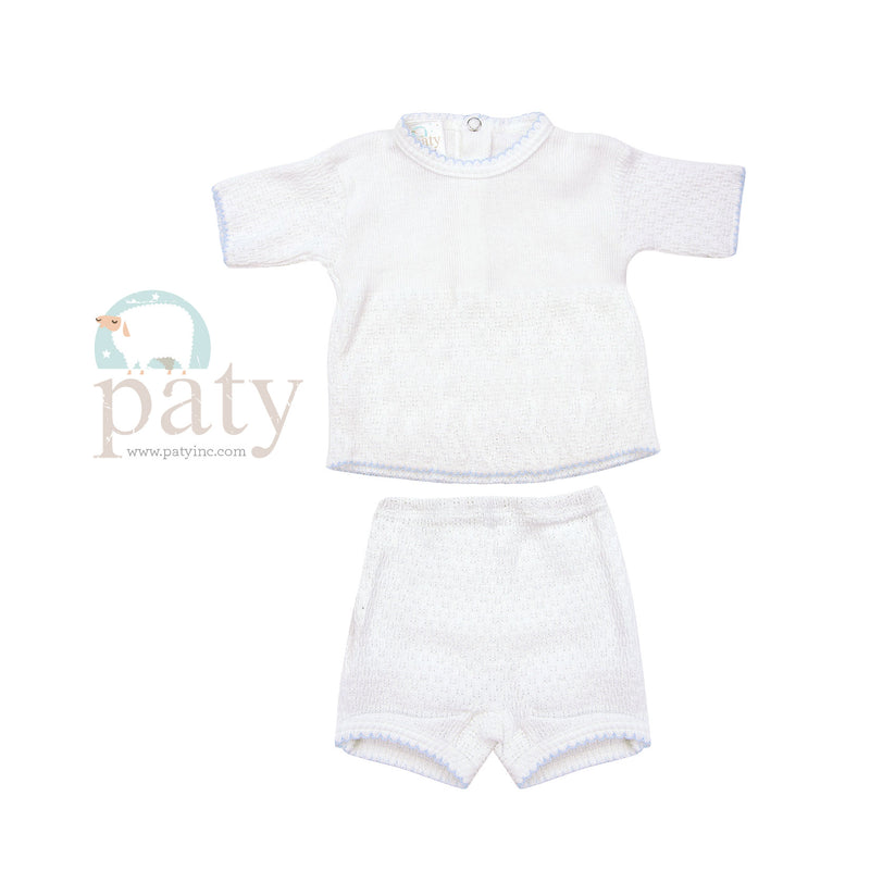 Paty 2 Piece Boxer Set, White with Blue