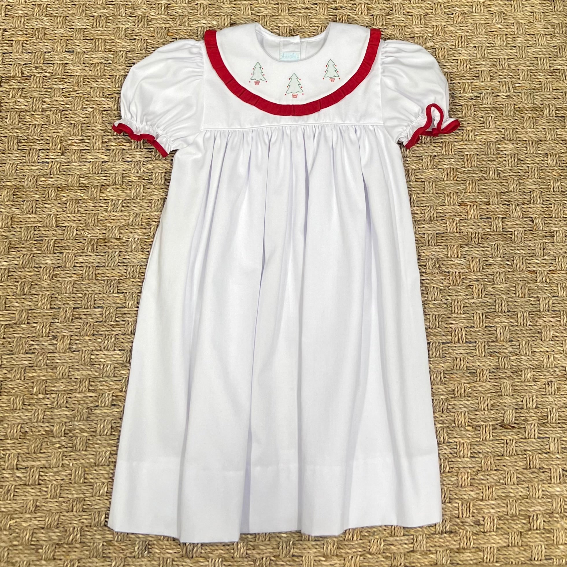 Auraluz Pique Dress with Red Tree Embroidery