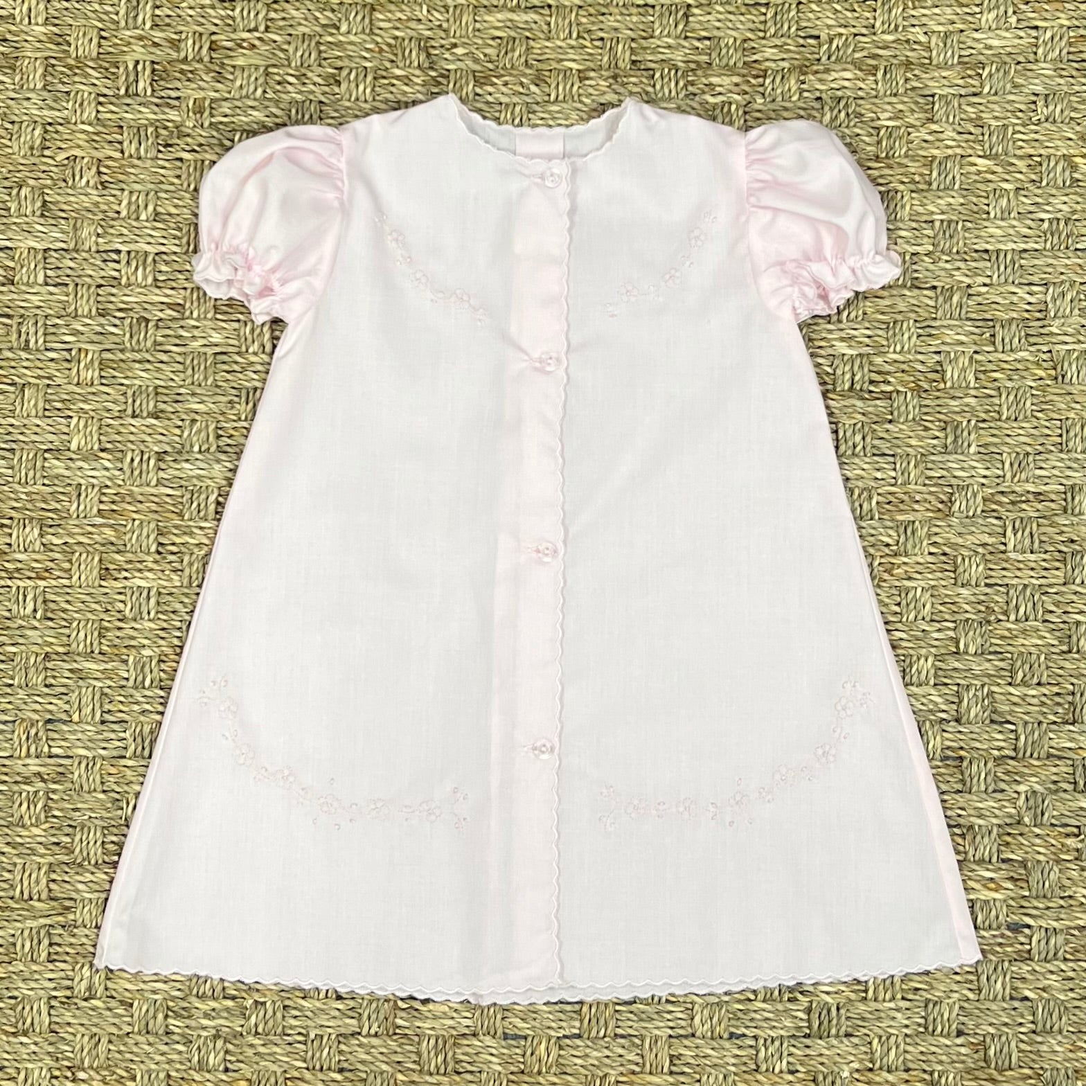 Auraluz Pink Daygown with Pink Flowers Embroidery