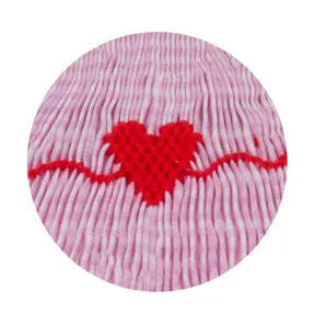 Petit Bebe Bows and Hearts Pink Gingham Bishop