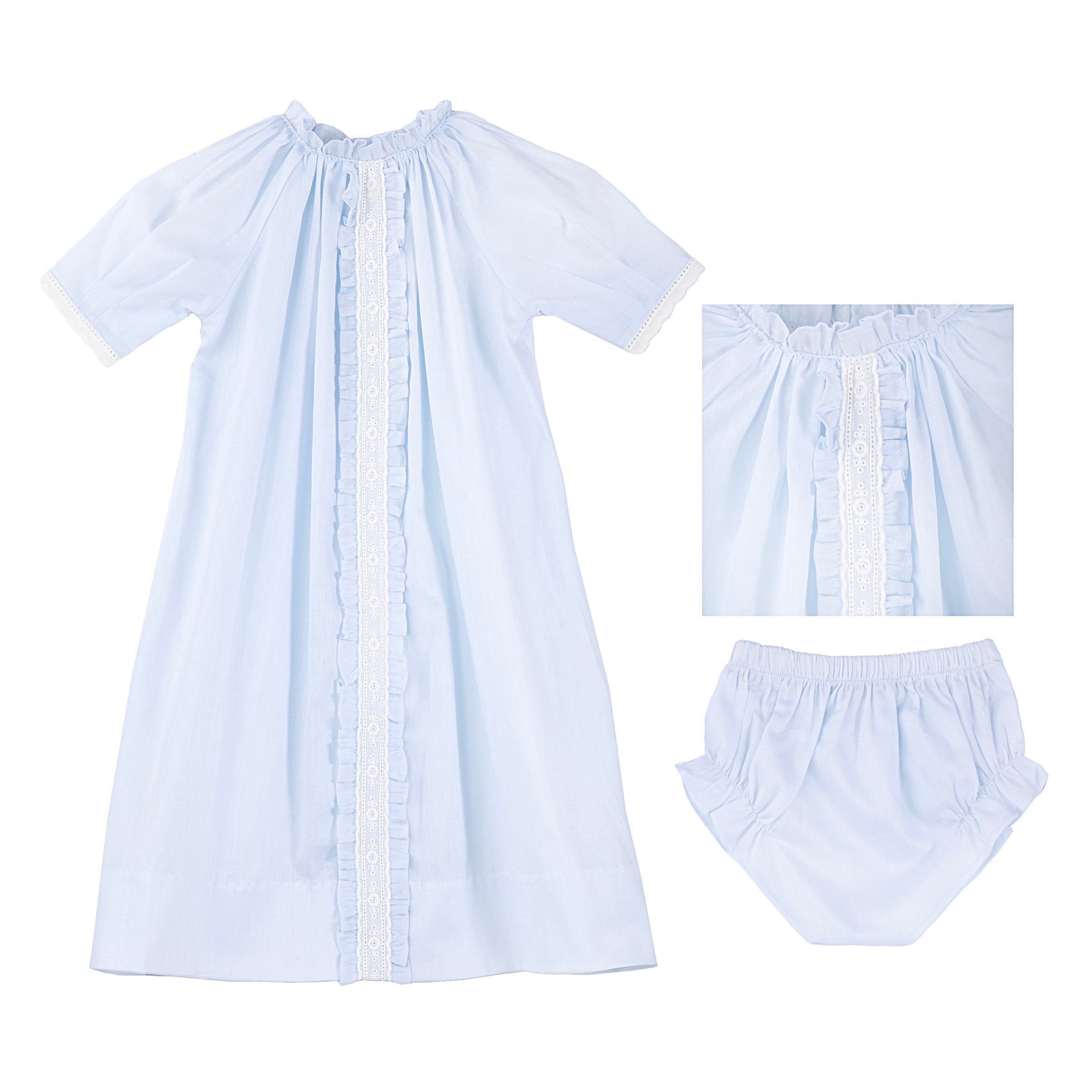 Lenora Baby Eyelet Cotton Daygown, Blue