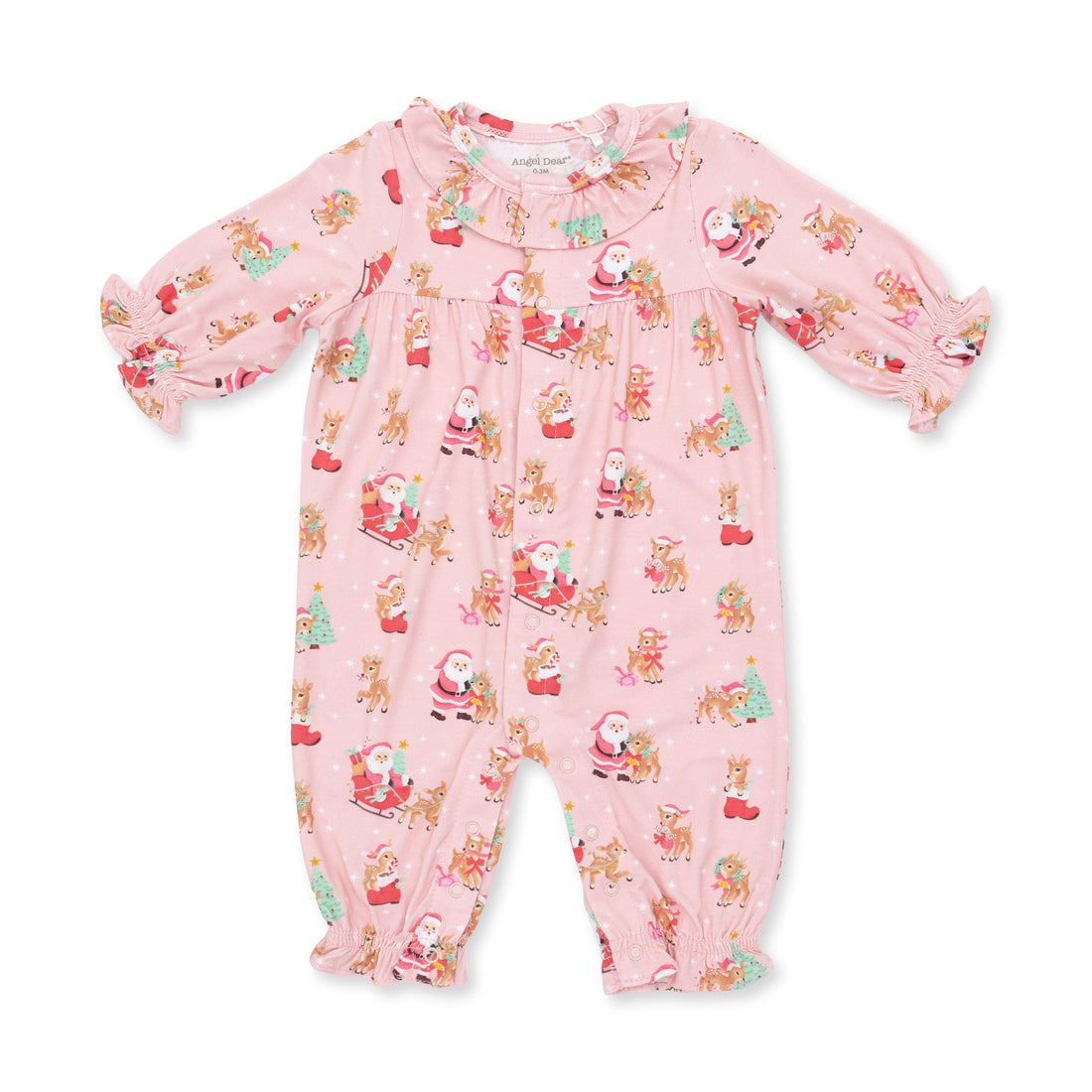 Angel Dear Vintage Reindeer & Santa Ruffle Collar Romper