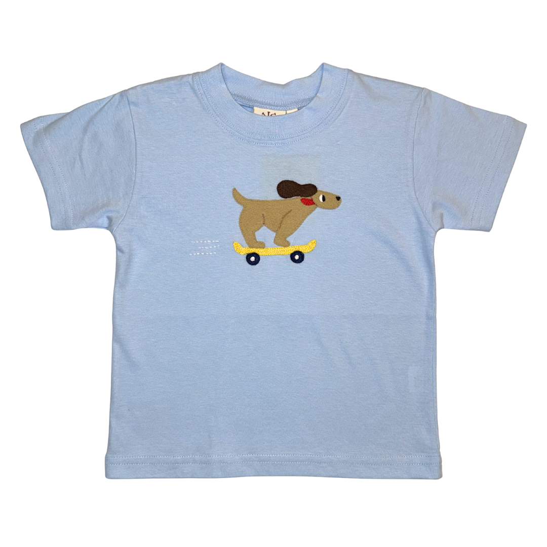 Luigi Tee Dog on Skate Board