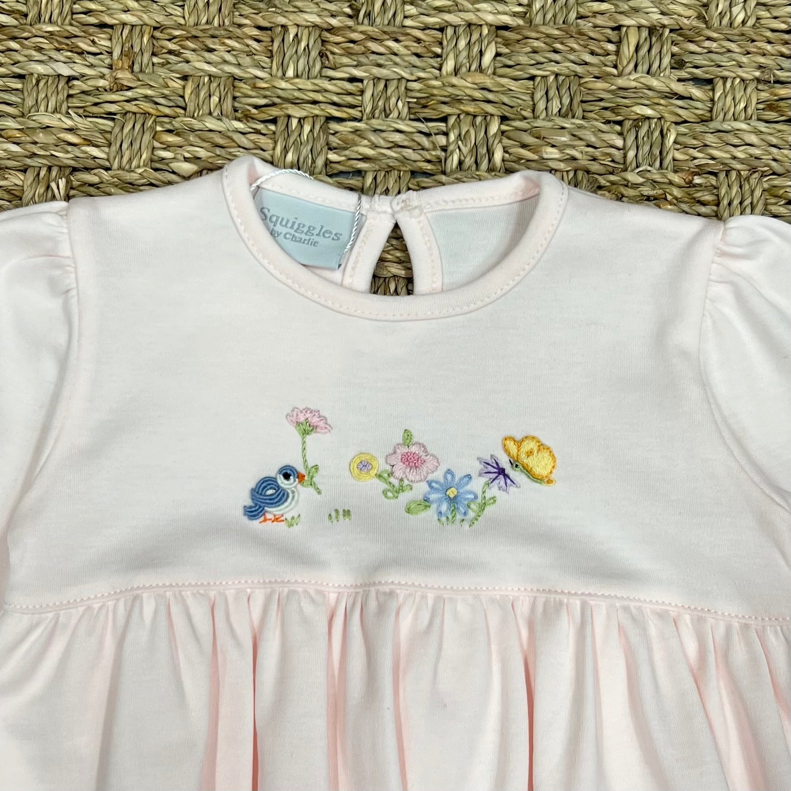 Squiggles Blue Bird Song Onesie Dress