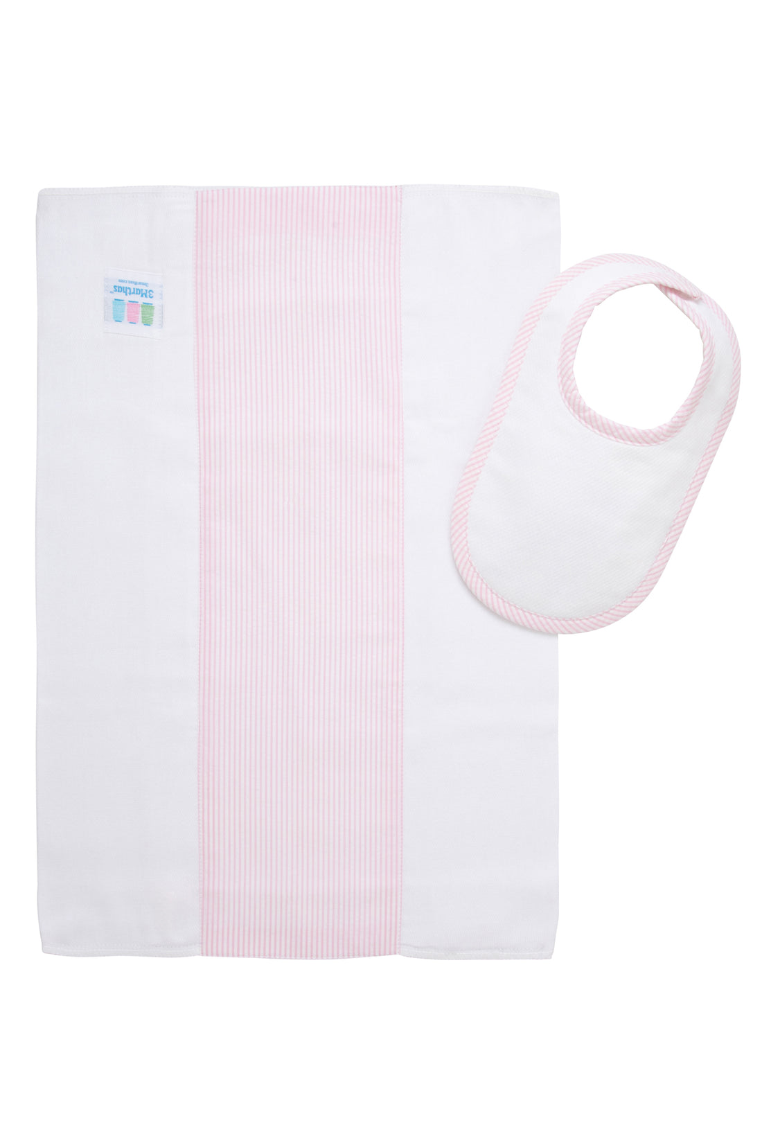 3 Martha's Seersucker Stripe Drooler Bib & Burp Set
