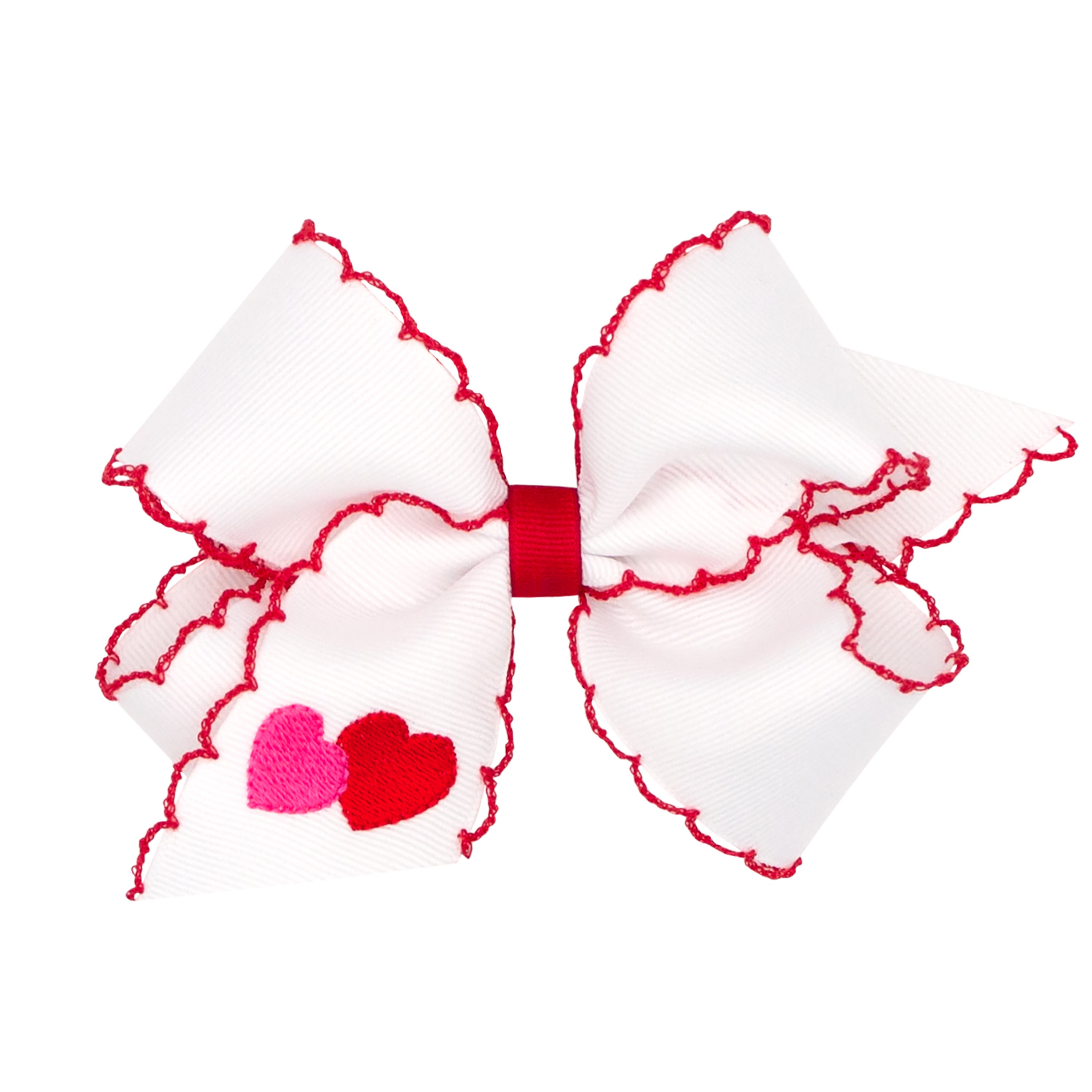 Wee Ones Medium Valentine Heart Embroidered Grosgrain Bow