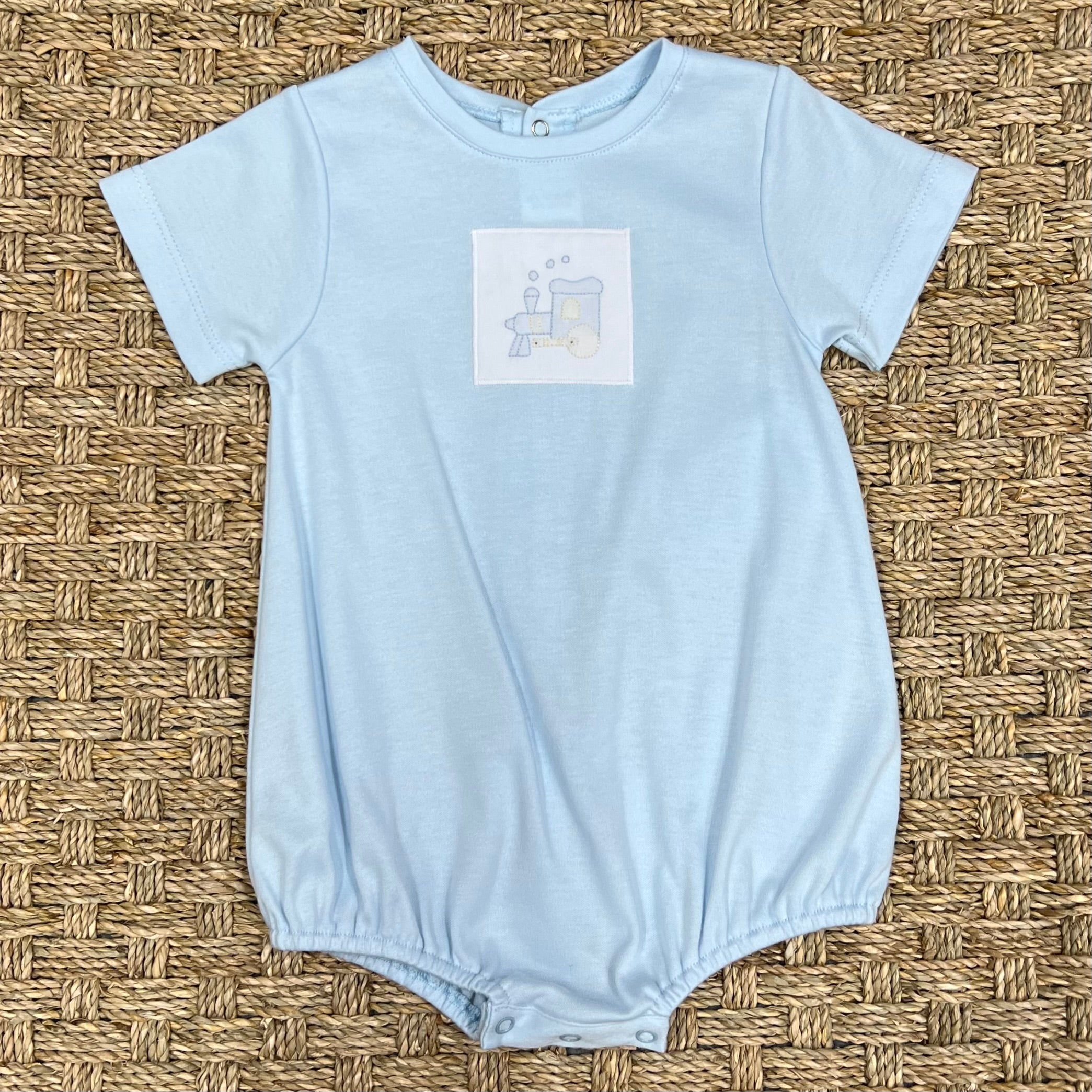 Auraluz Blue Knit Bubble with Train Embroidery