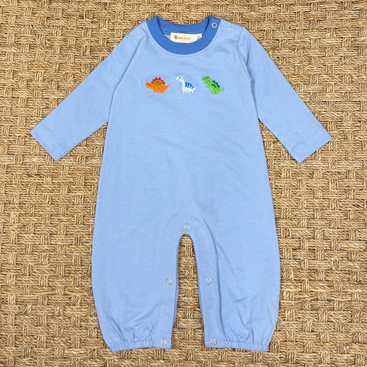 Luigi Romper, Baby Dinos on Sky Blue