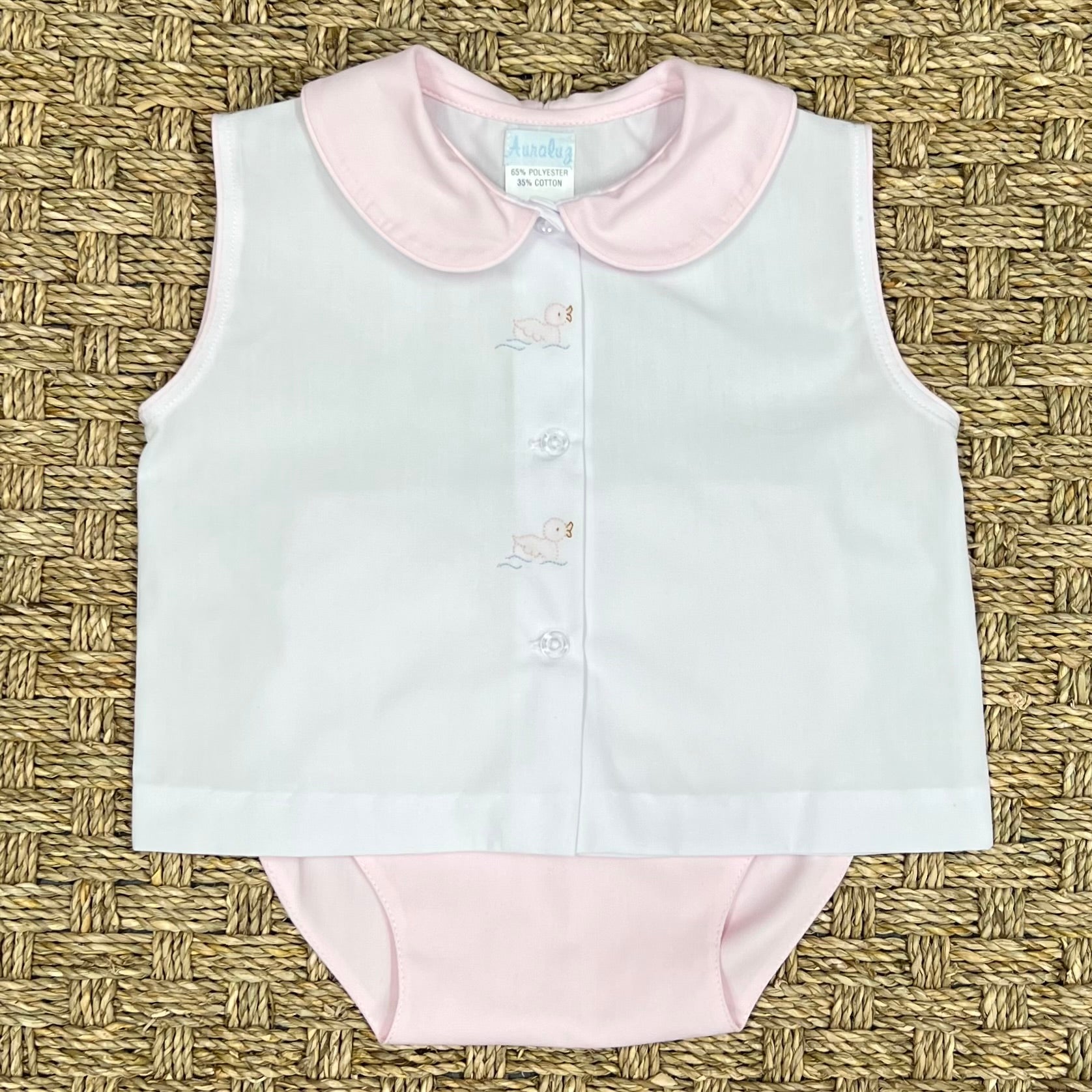 Auraluz Pink Diaper Set with Duck Embroidery
