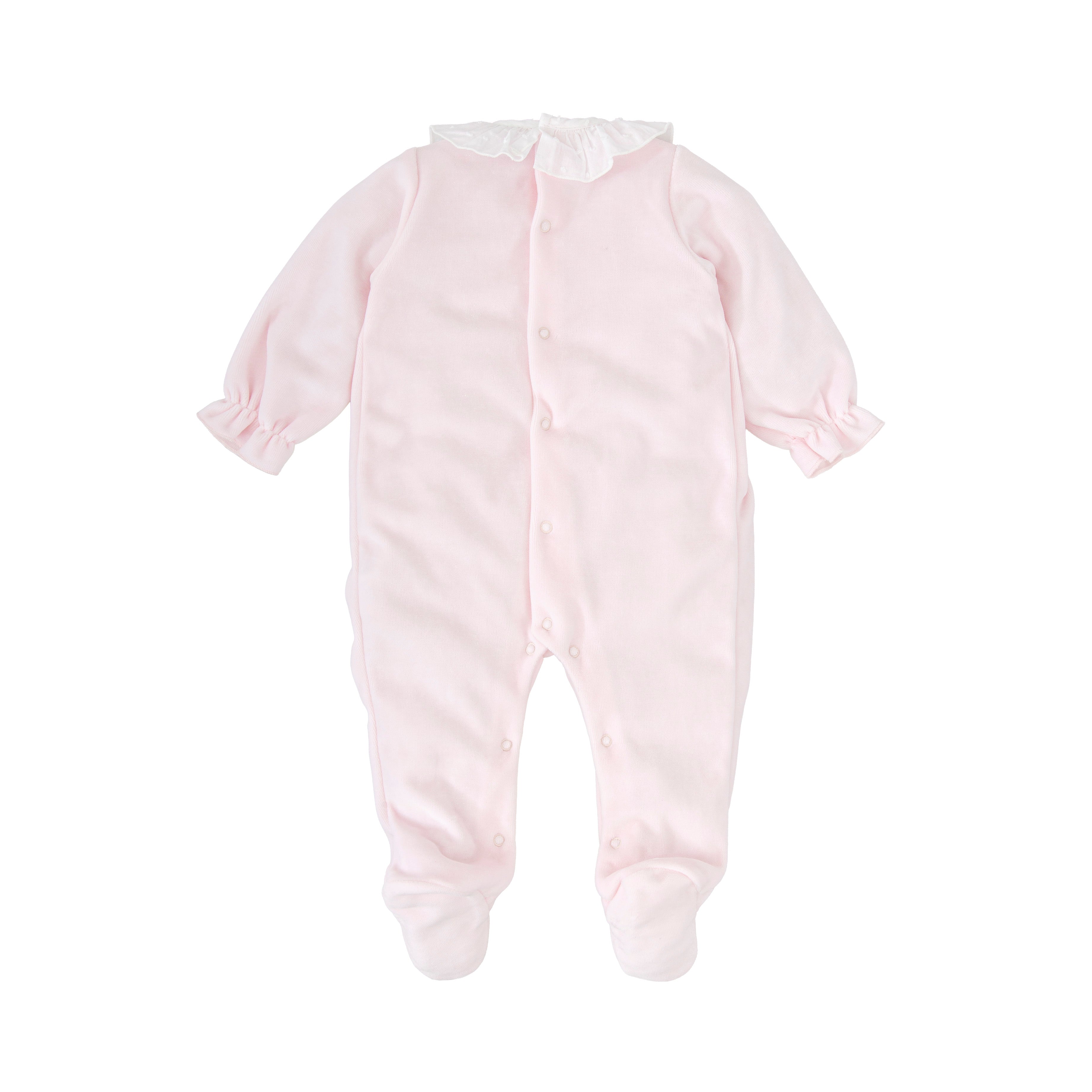 Babidu Pink Swiss Dot Babygrow with Ruffle Collar