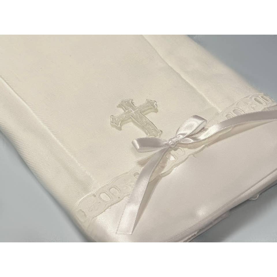 Simply Charming Satin Edge Burp Cloth with Cross