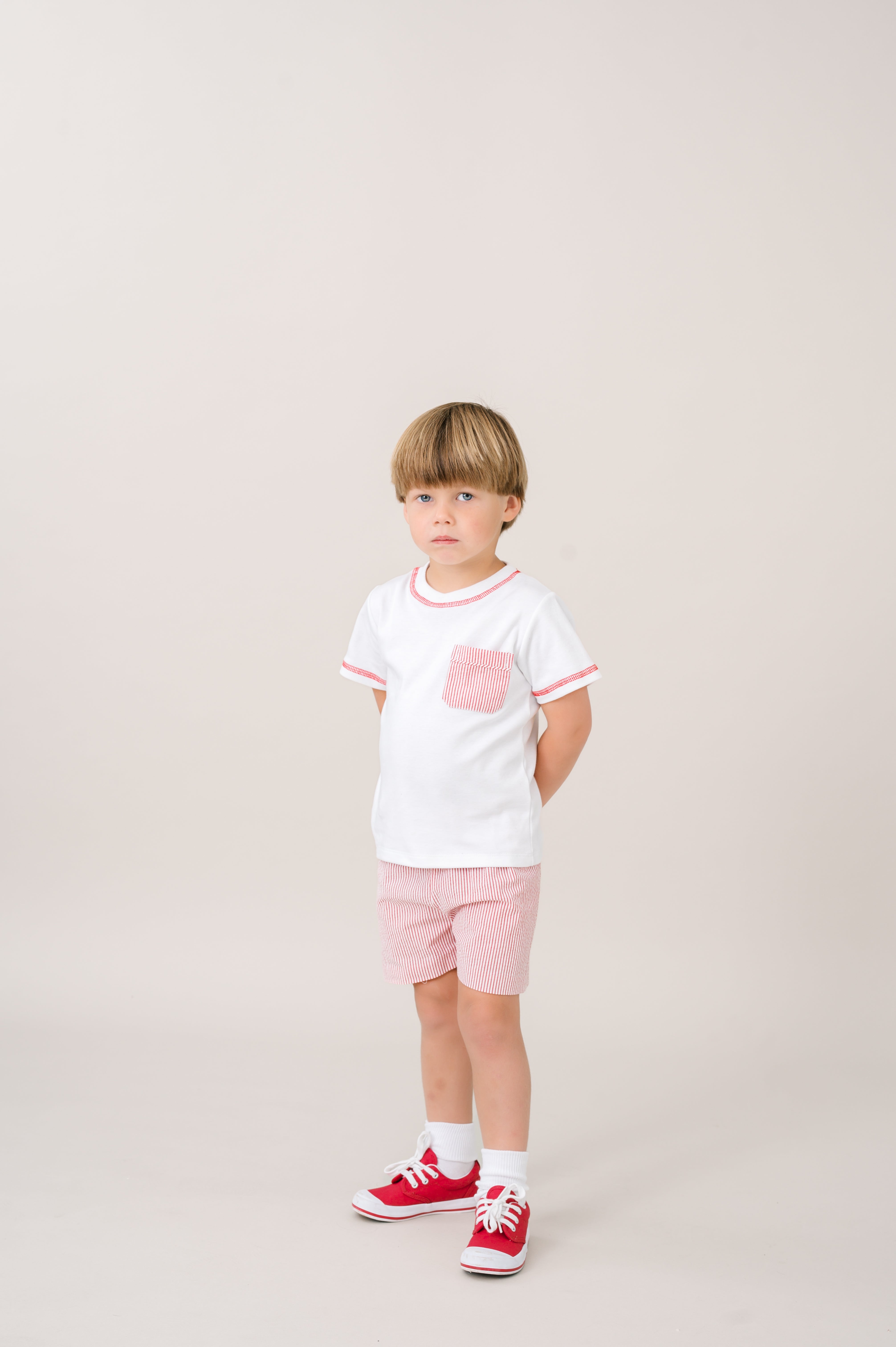 Lullaby Set Charlie Short Set, Raleigh Red Seersucker