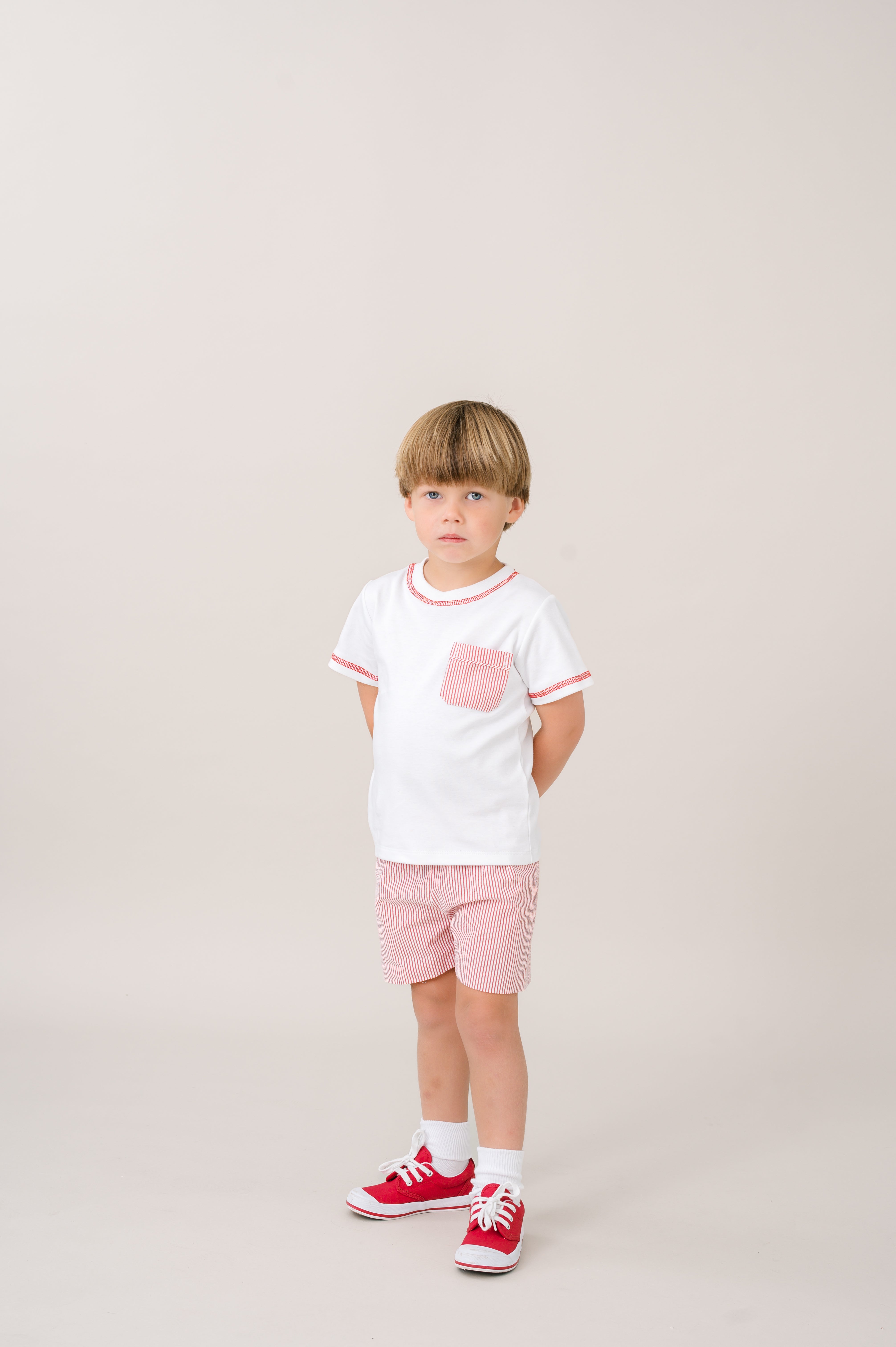 Lullaby Set Charlie Short Set, Raleigh Red Seersucker
