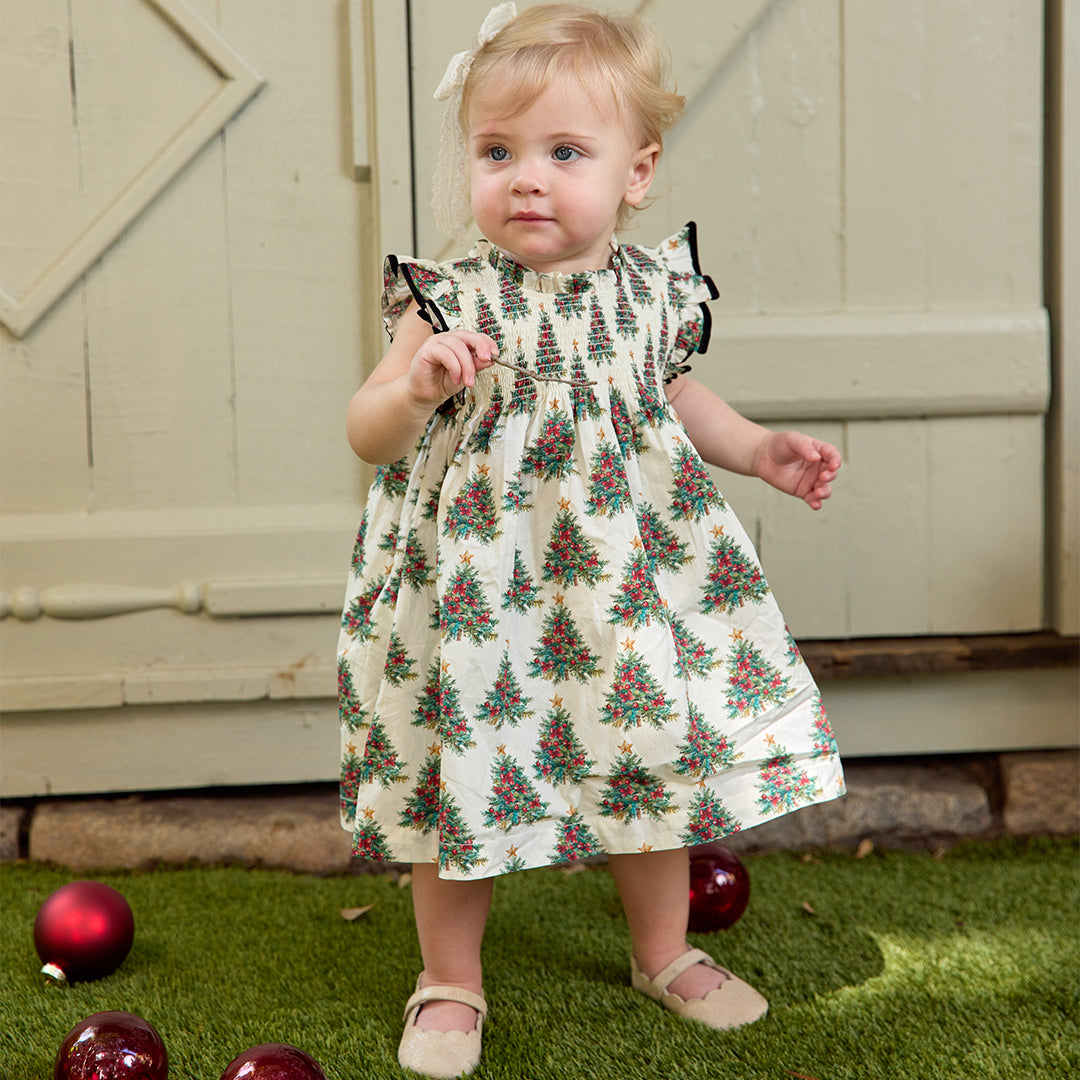 Pink Chicken Stevie Dress Set, Vintage Trees 12-18M