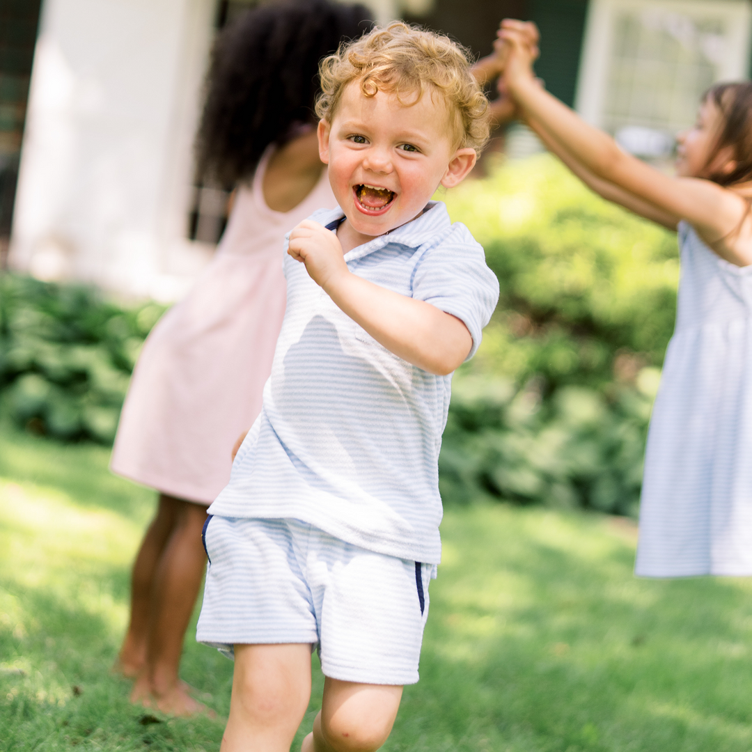 Minnow Powder Blue Stripe French Terry Short