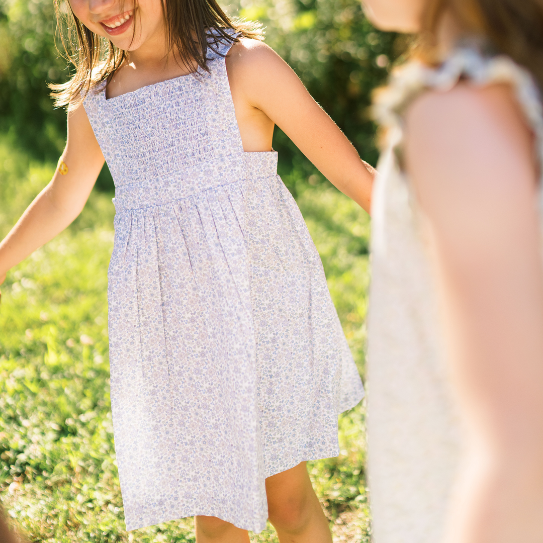 Minnow Slate Floral Smocked Bib Dress
