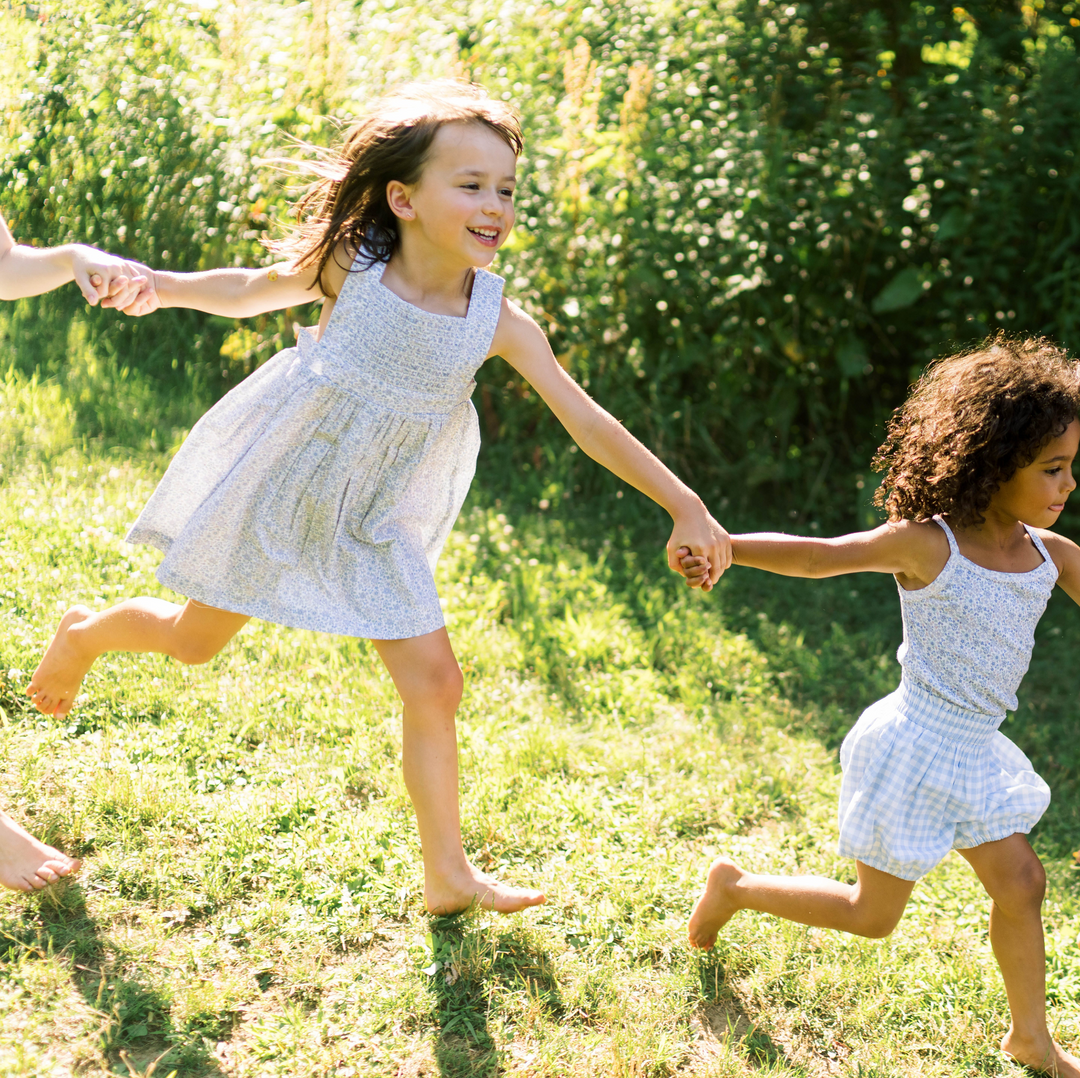 Minnow Slate Floral Smocked Bib Dress