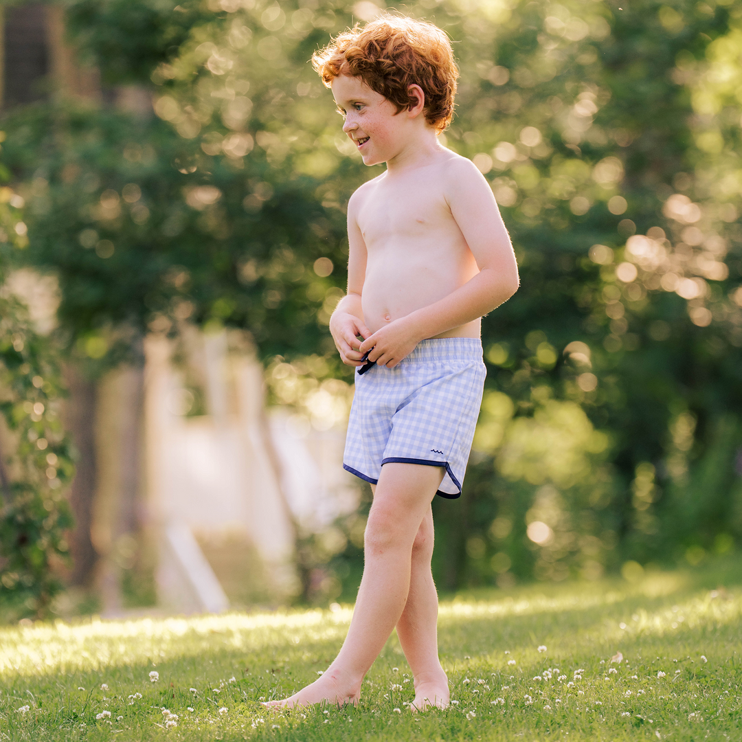 Minnow Oasis Blue Gingham Boardie