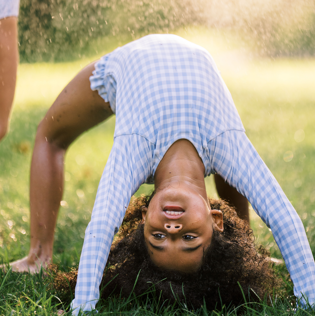 Minnow Oasis Blue Gingham Rashguard One Piece