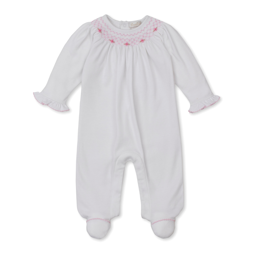 Kissy Kissy White Summer Rosette Bishop Footie