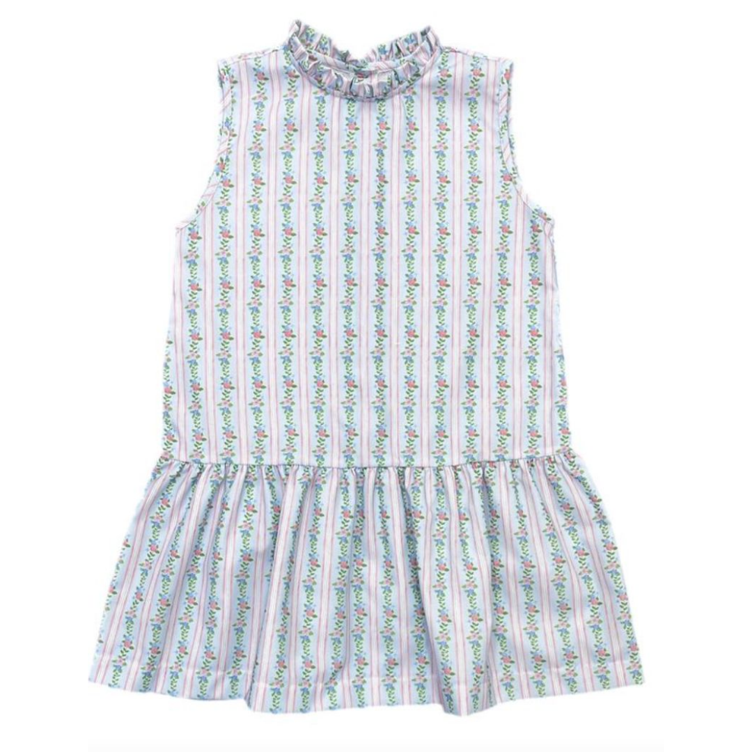 James & Lottie Sydney Dropwaist Dress, Pink & Blue Floral