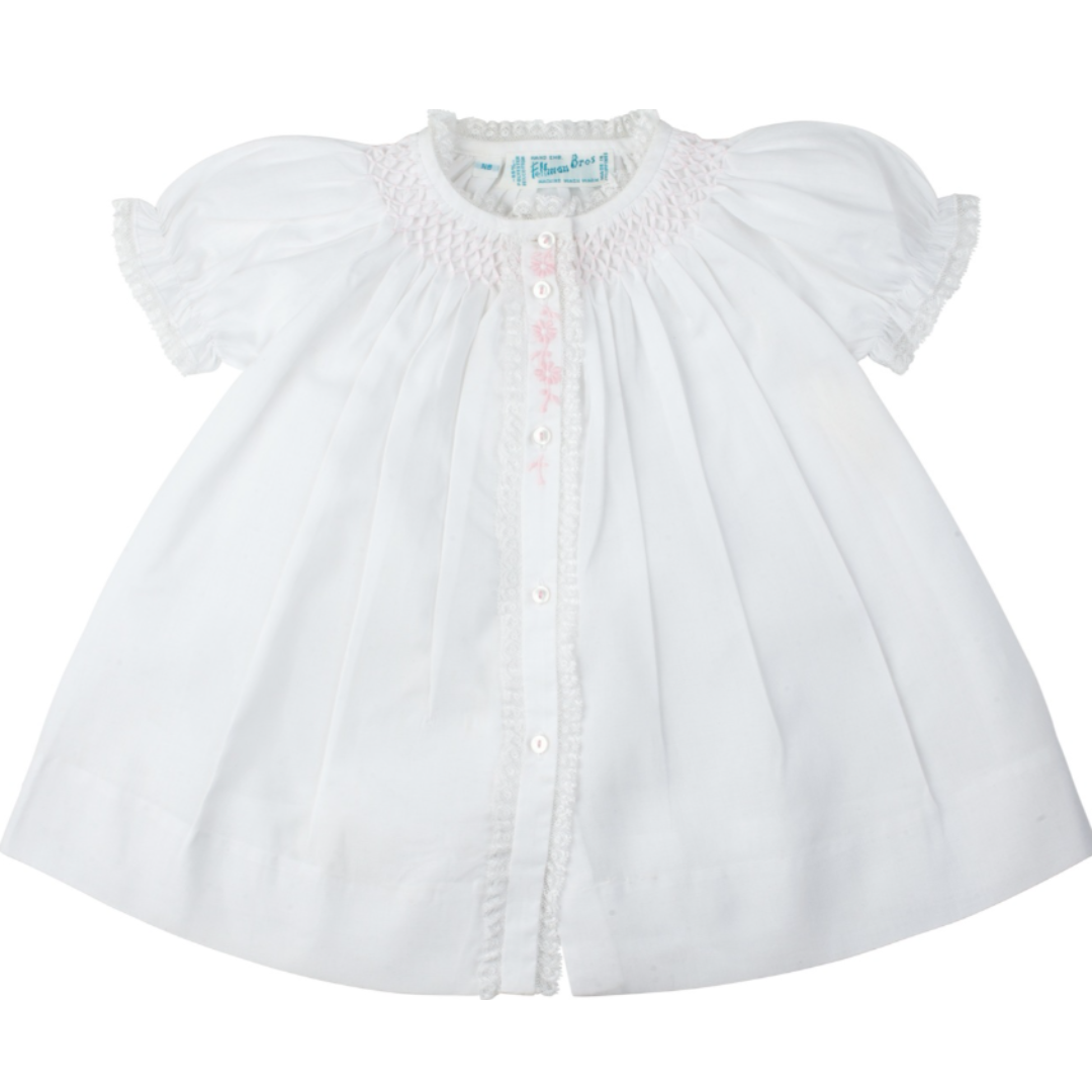Feltman Brothers Honeycomb Smocked Yoke Daygown, White