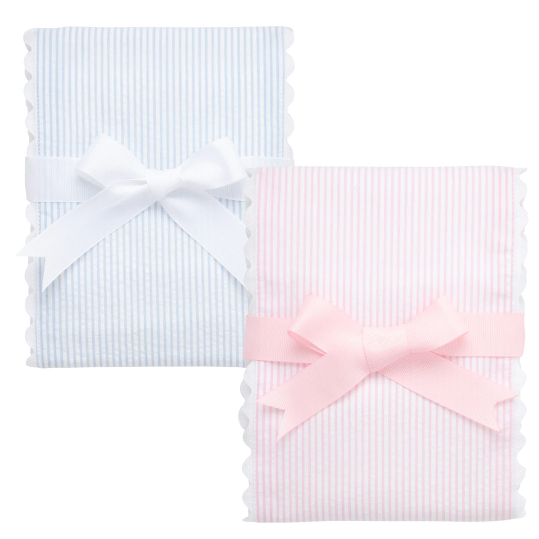 3 Martha's Seersucker Stripe Fancy Fabric Burp