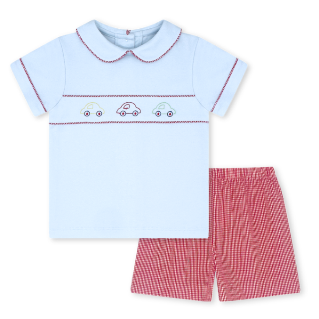 Lullaby Set Carson Short Set, Car Embroidery